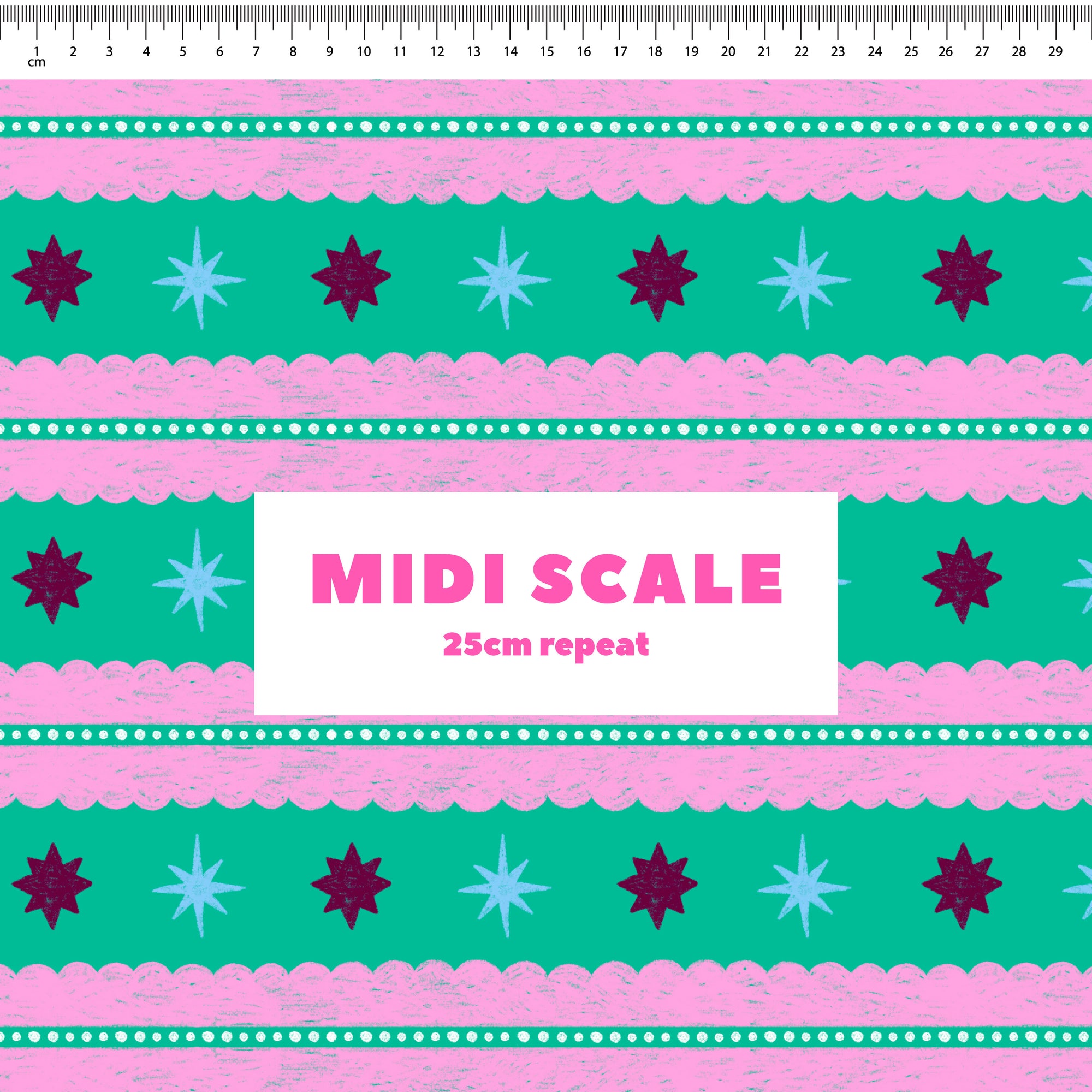 Christmas Folk Stripes (Teal) Preorder Fabric