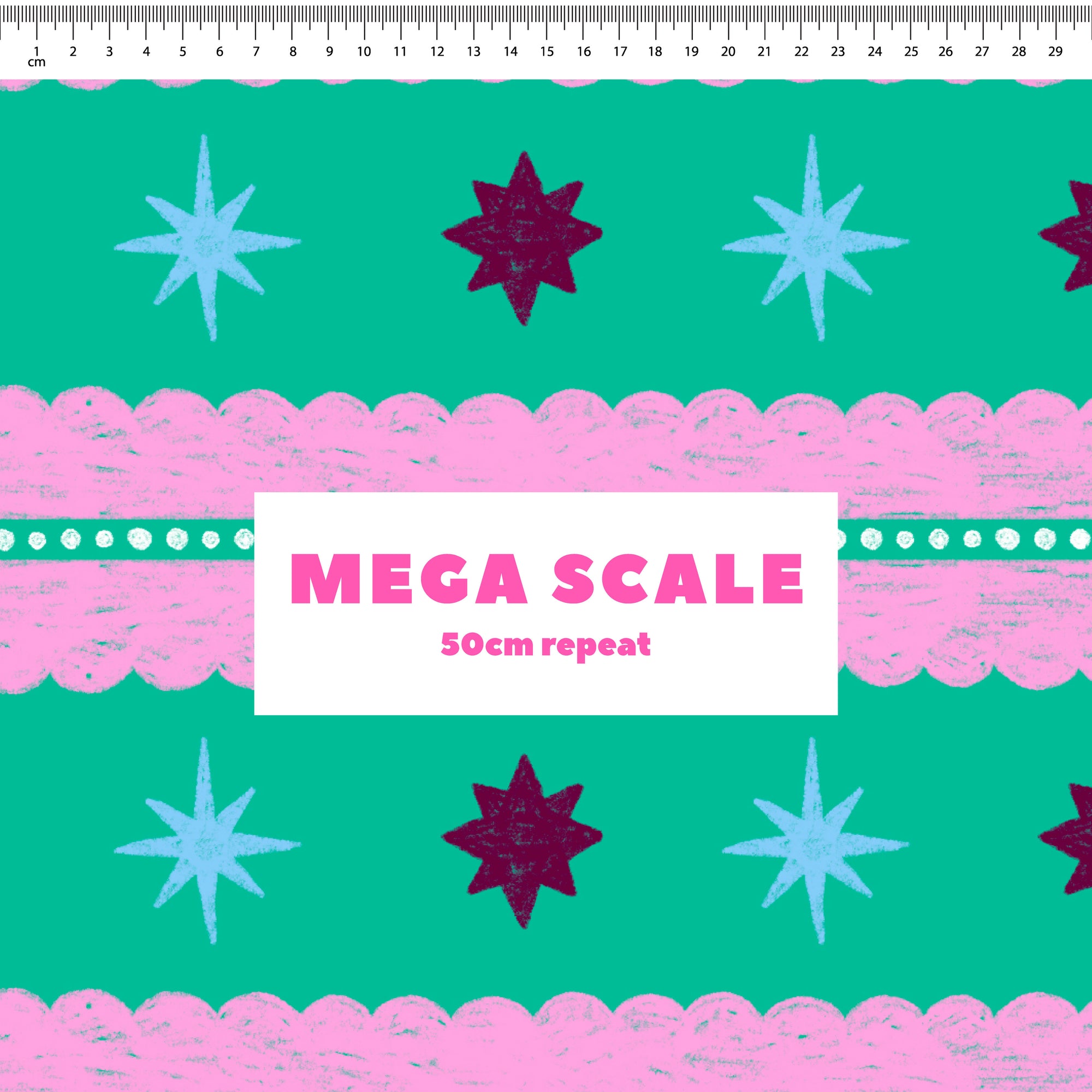 Christmas Folk Stripes (Teal) Preorder Fabric