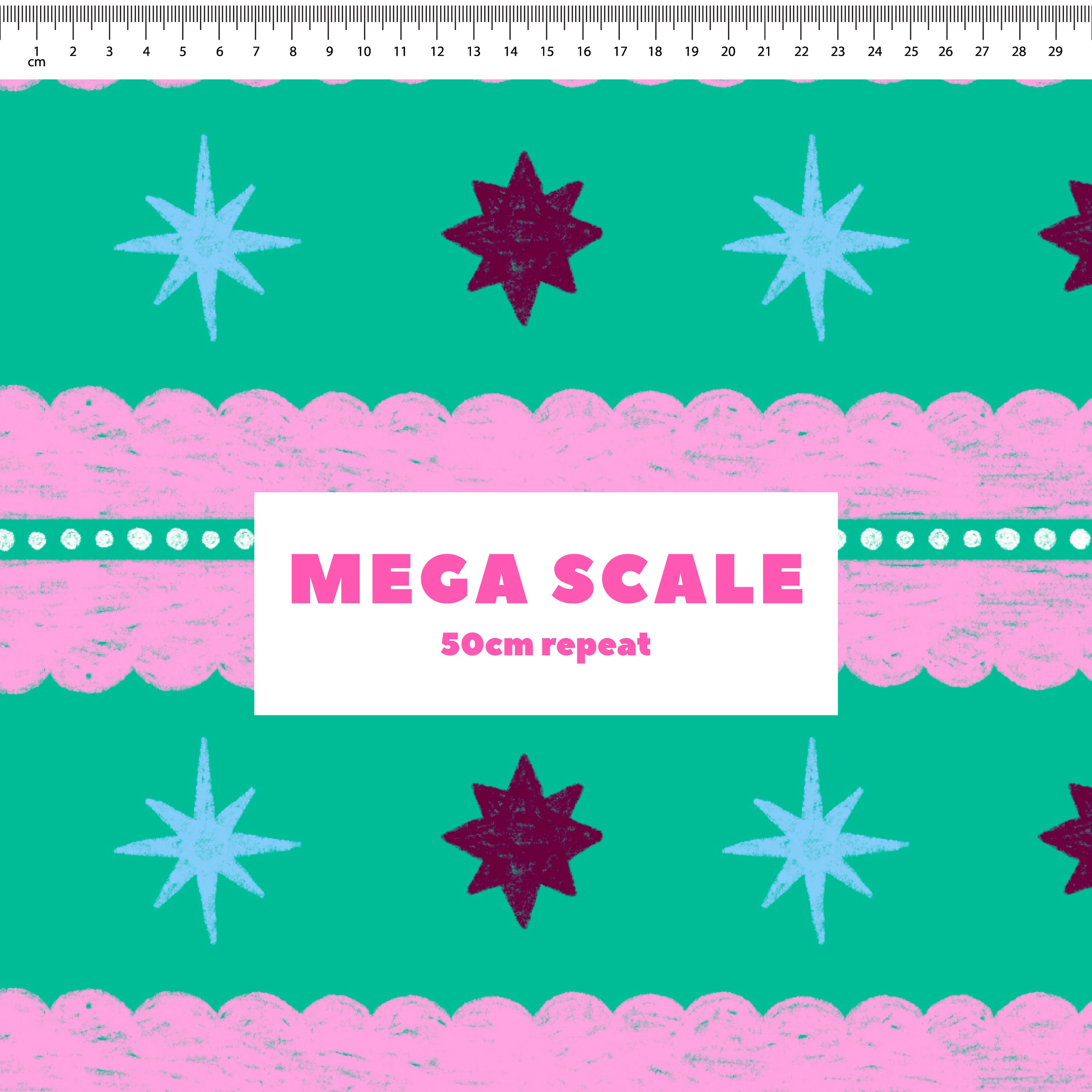 Christmas Folk Stripes (Teal) Preorder Fabric