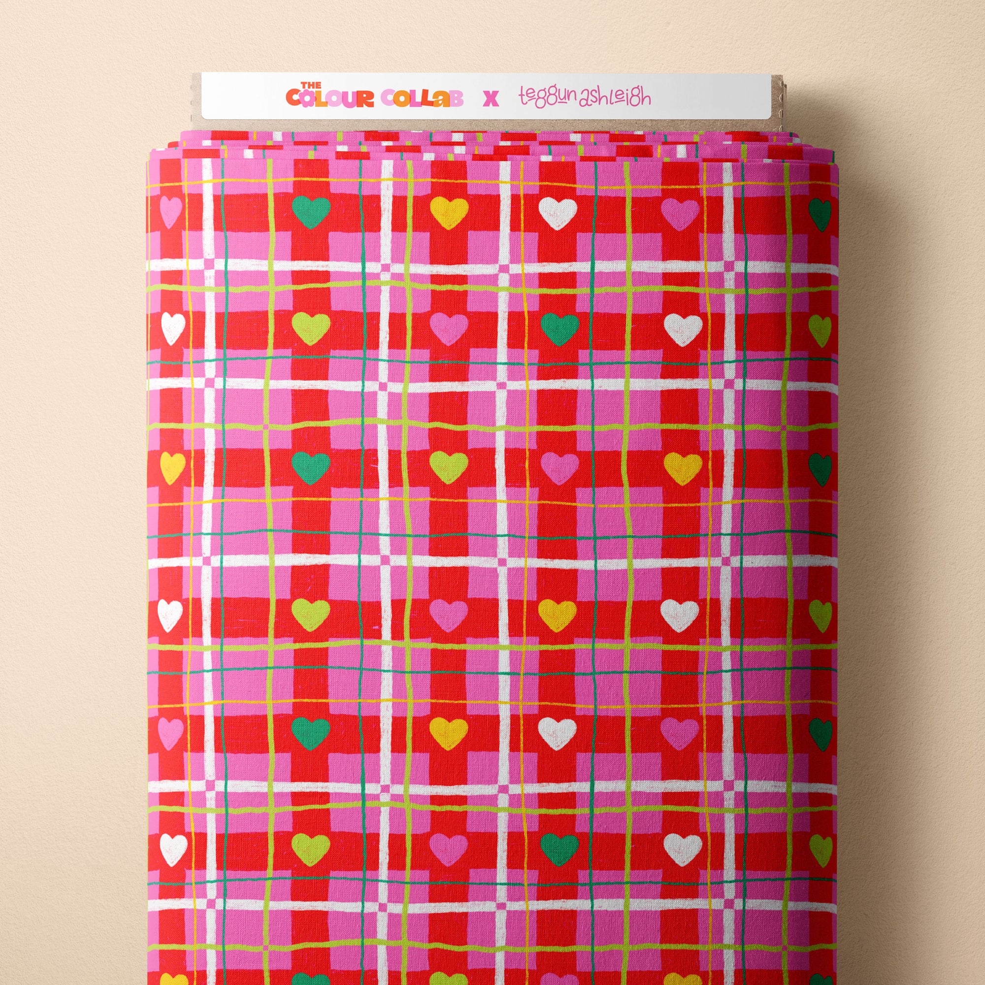 Christmas Hearts Plaid Preorder Fabric