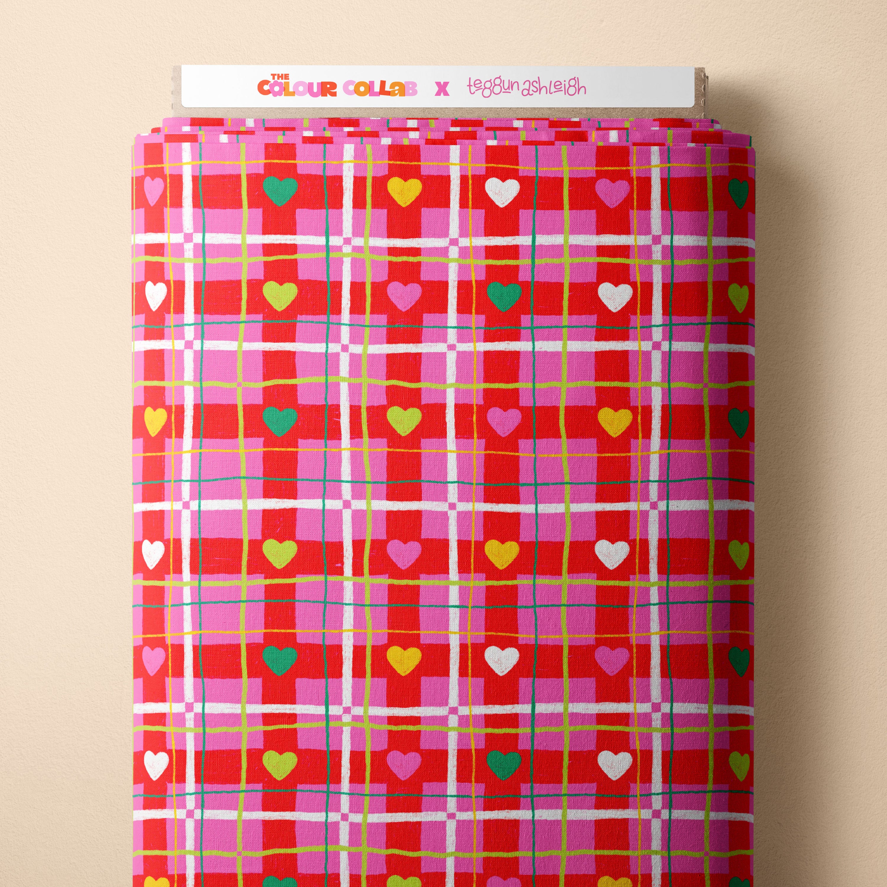 Christmas Hearts Plaid Preorder Fabric