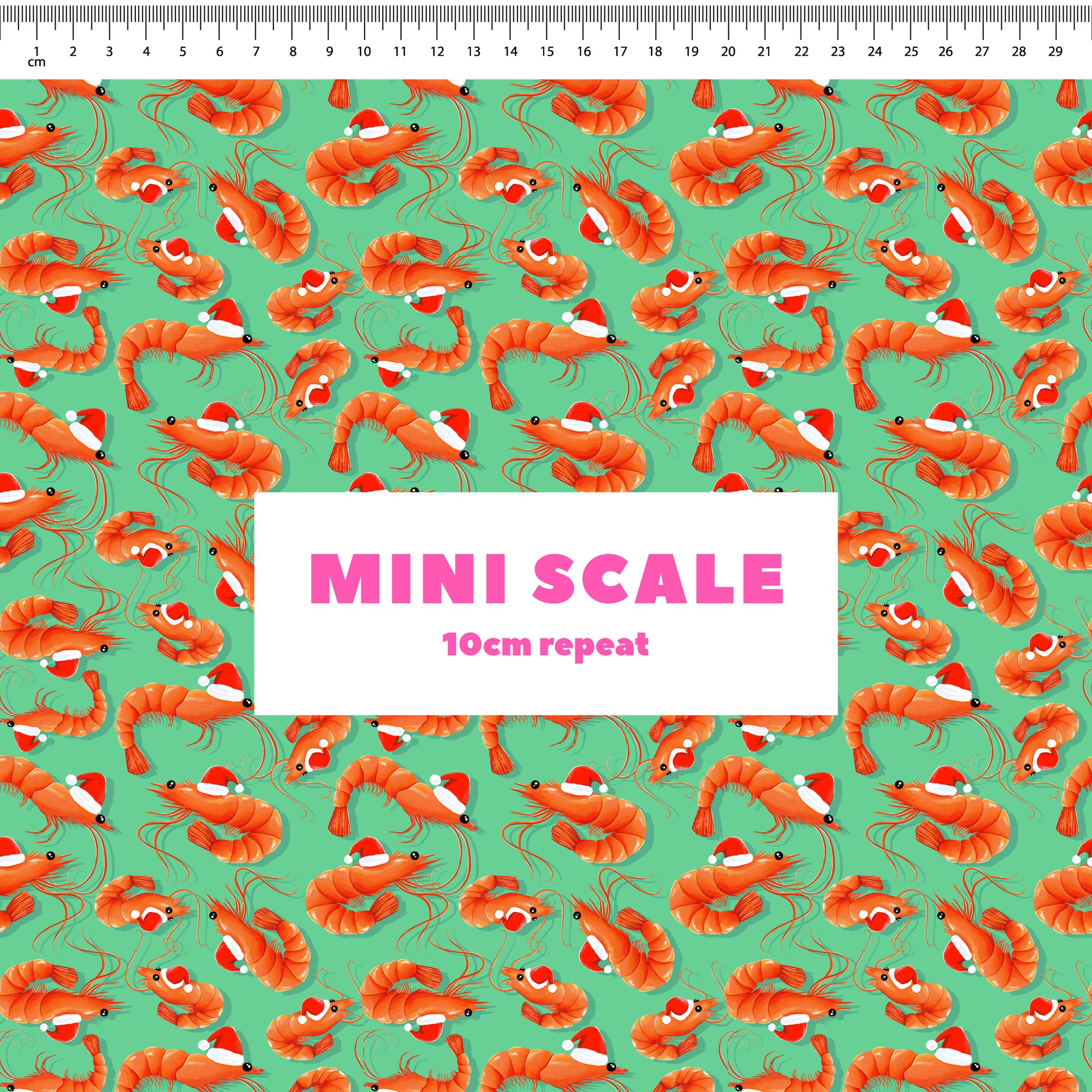 Christmas Prawns (Green) Preorder Fabric