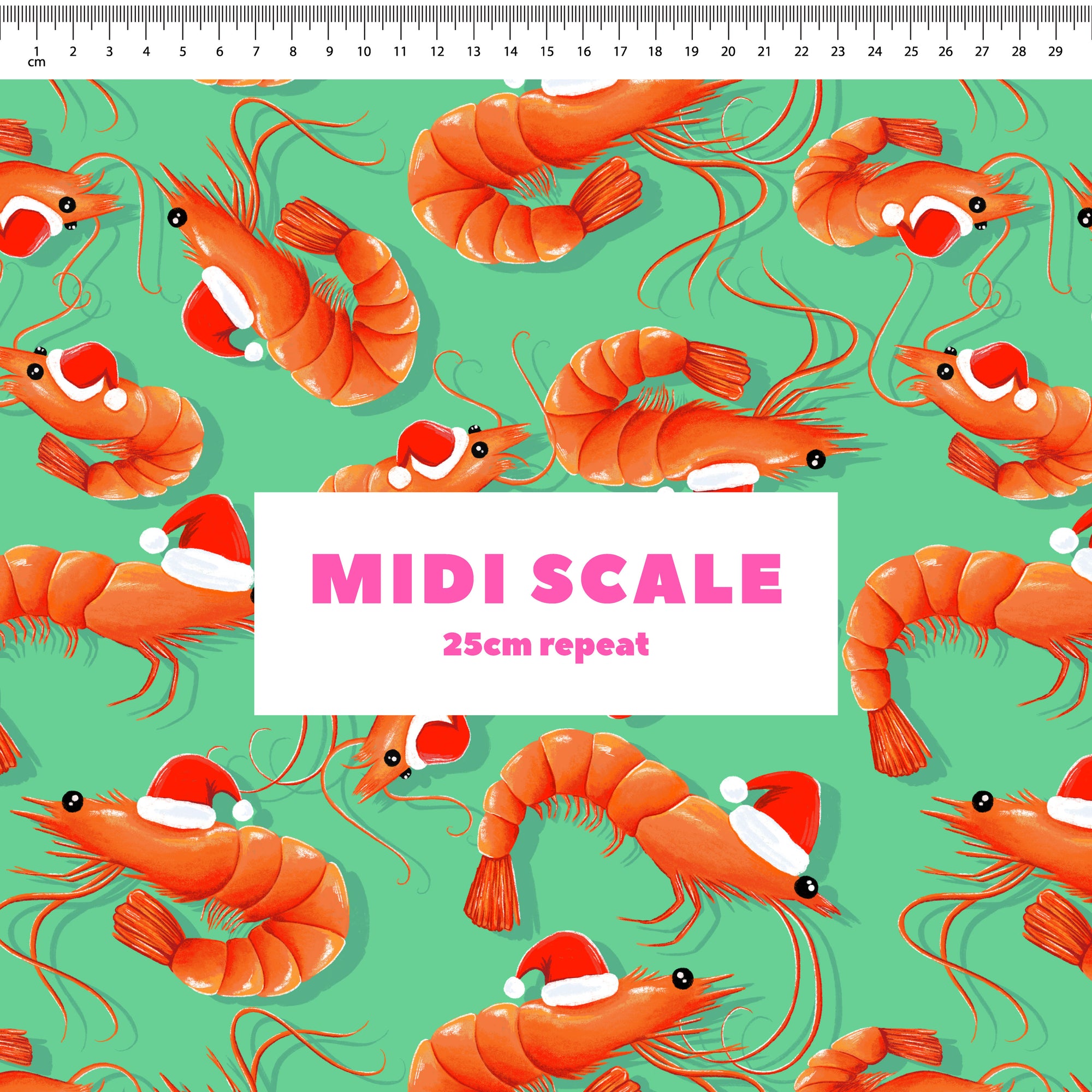 Christmas Prawns (Green) Preorder Fabric