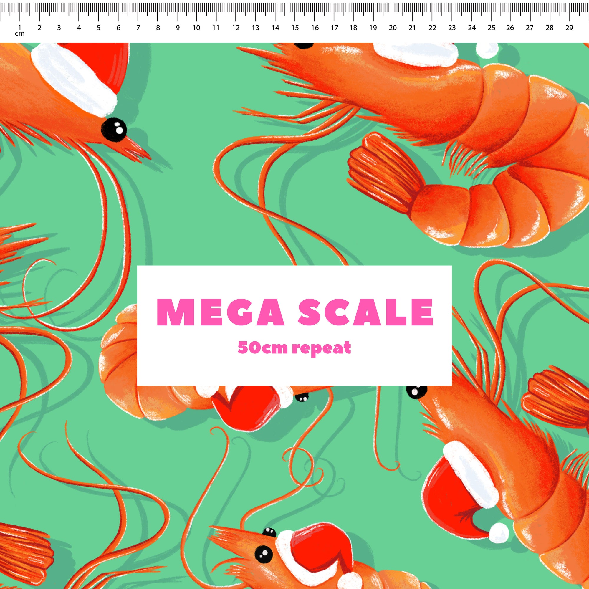 Christmas Prawns (Green) Preorder Fabric