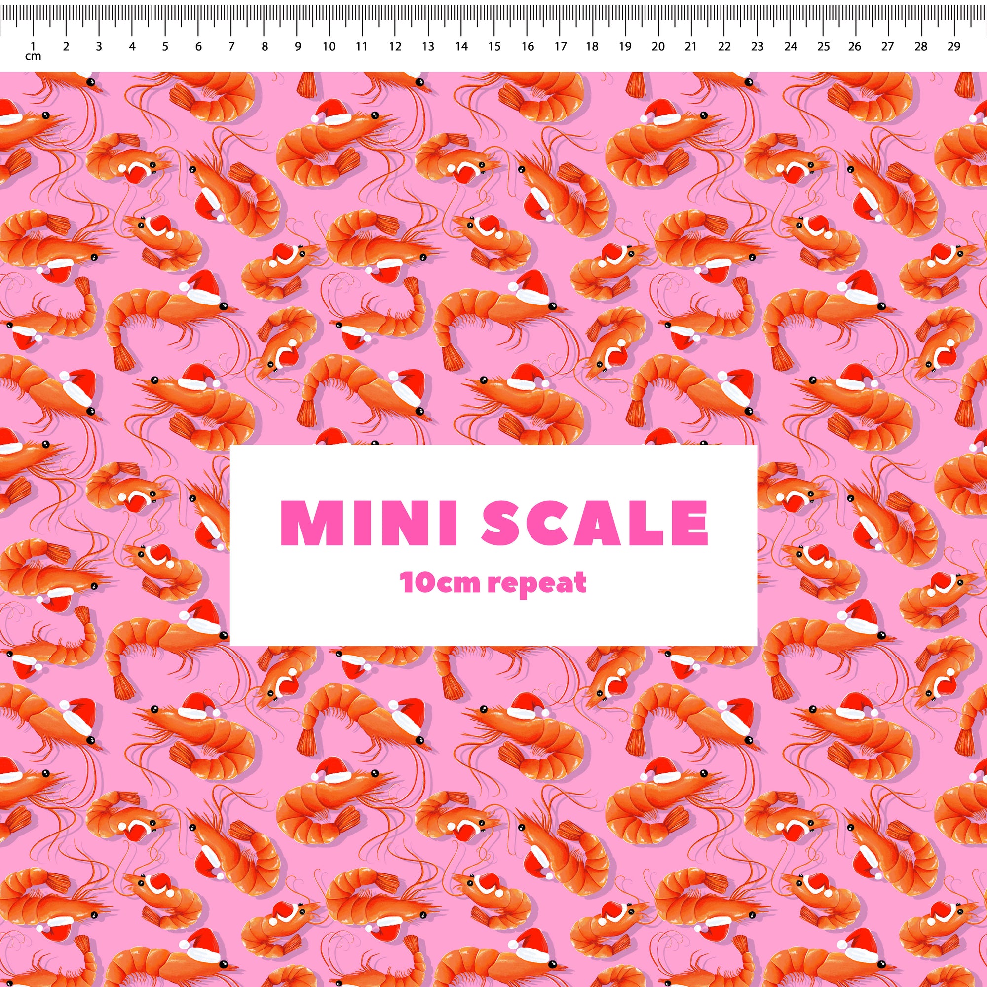 Christmas Prawns (Pink) Preorder Fabric
