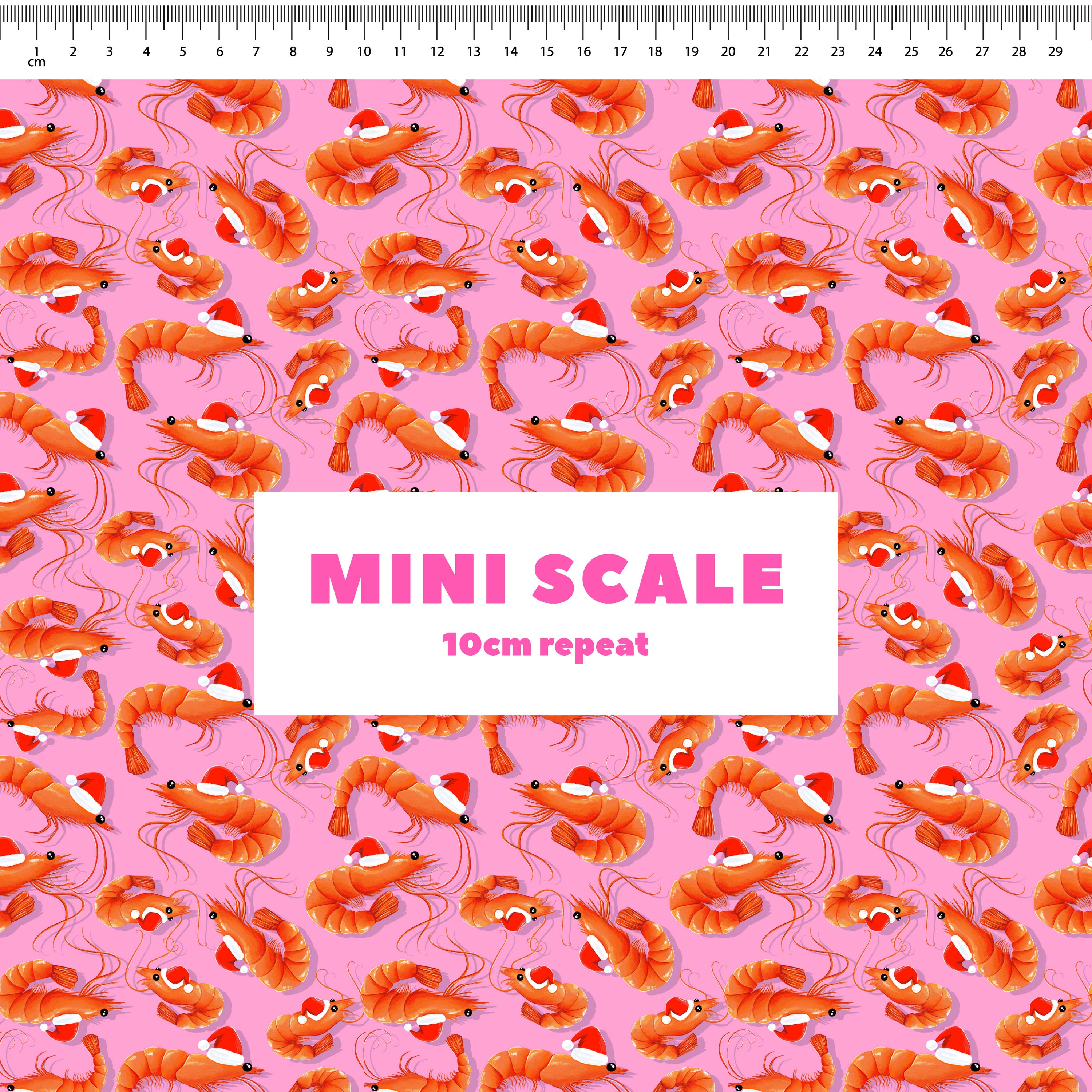 Christmas Prawns (Pink) Preorder Fabric