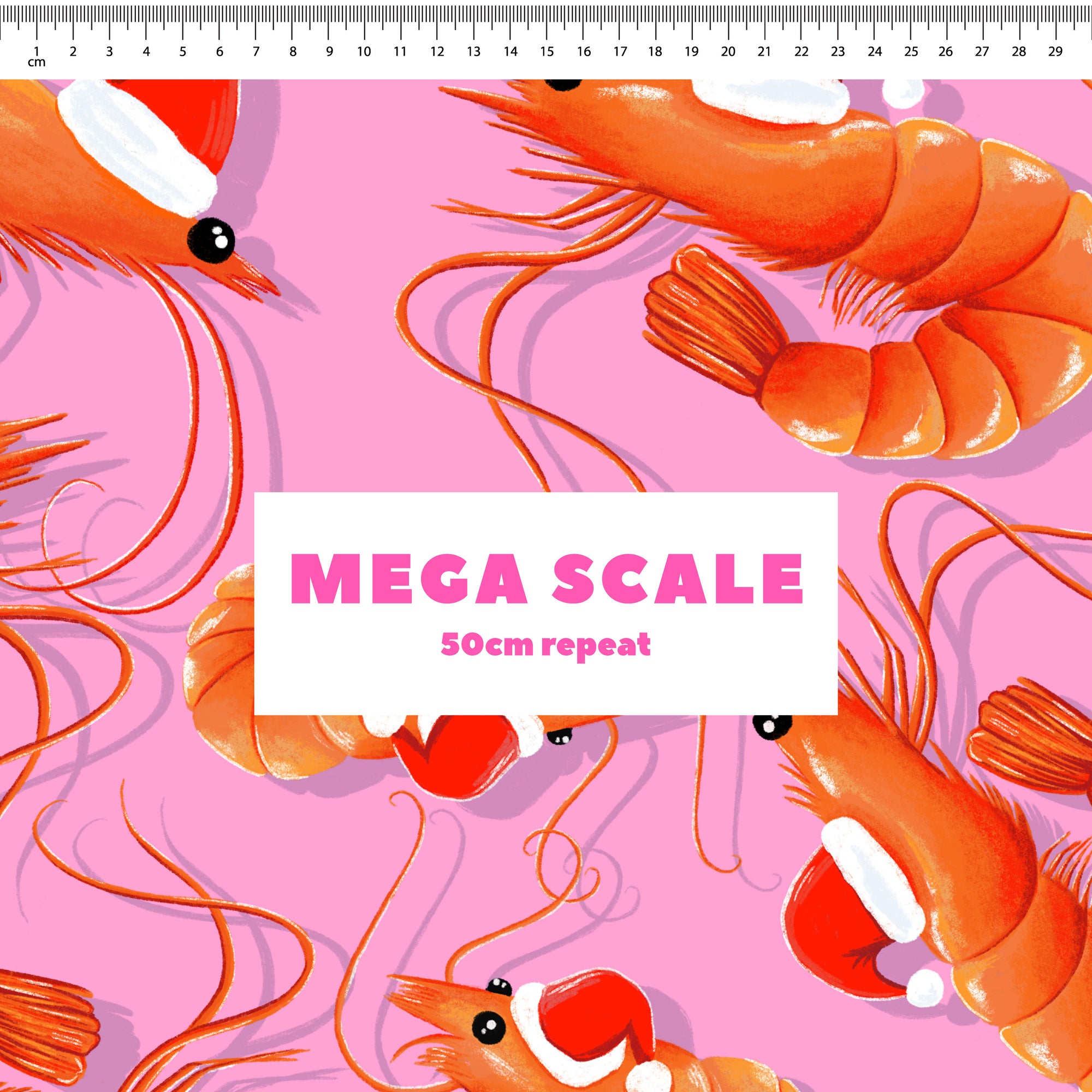 Christmas Prawns (Pink) Preorder Fabric
