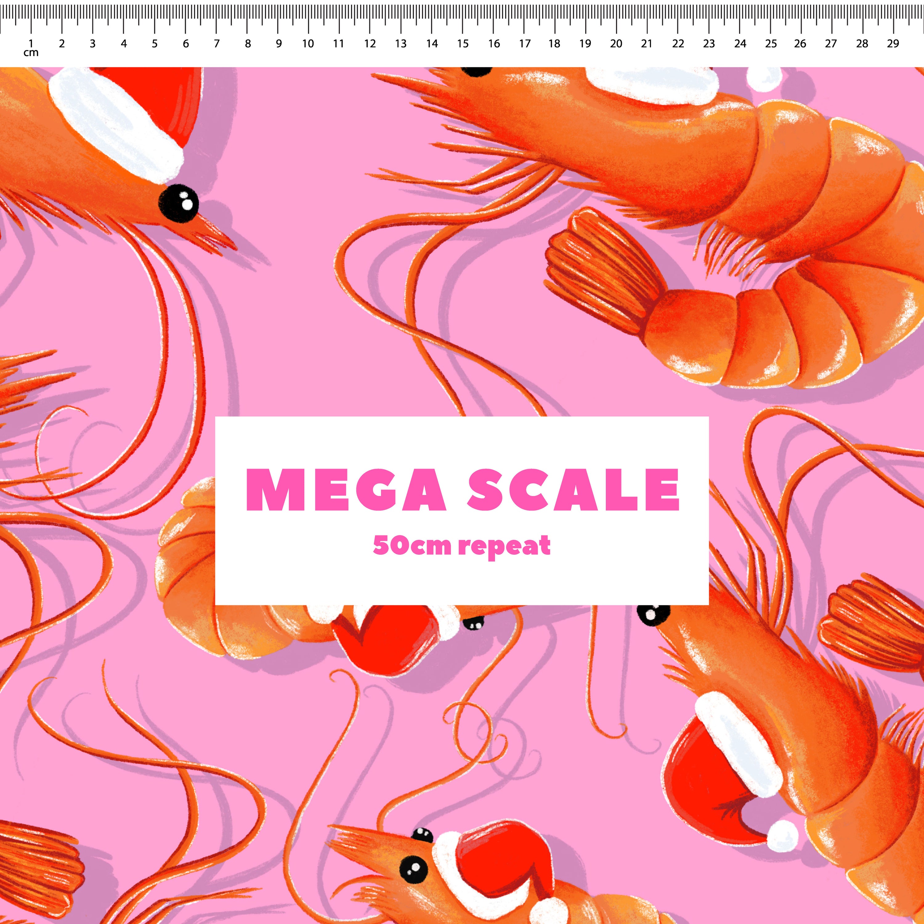 Christmas Prawns (Pink) Preorder Fabric