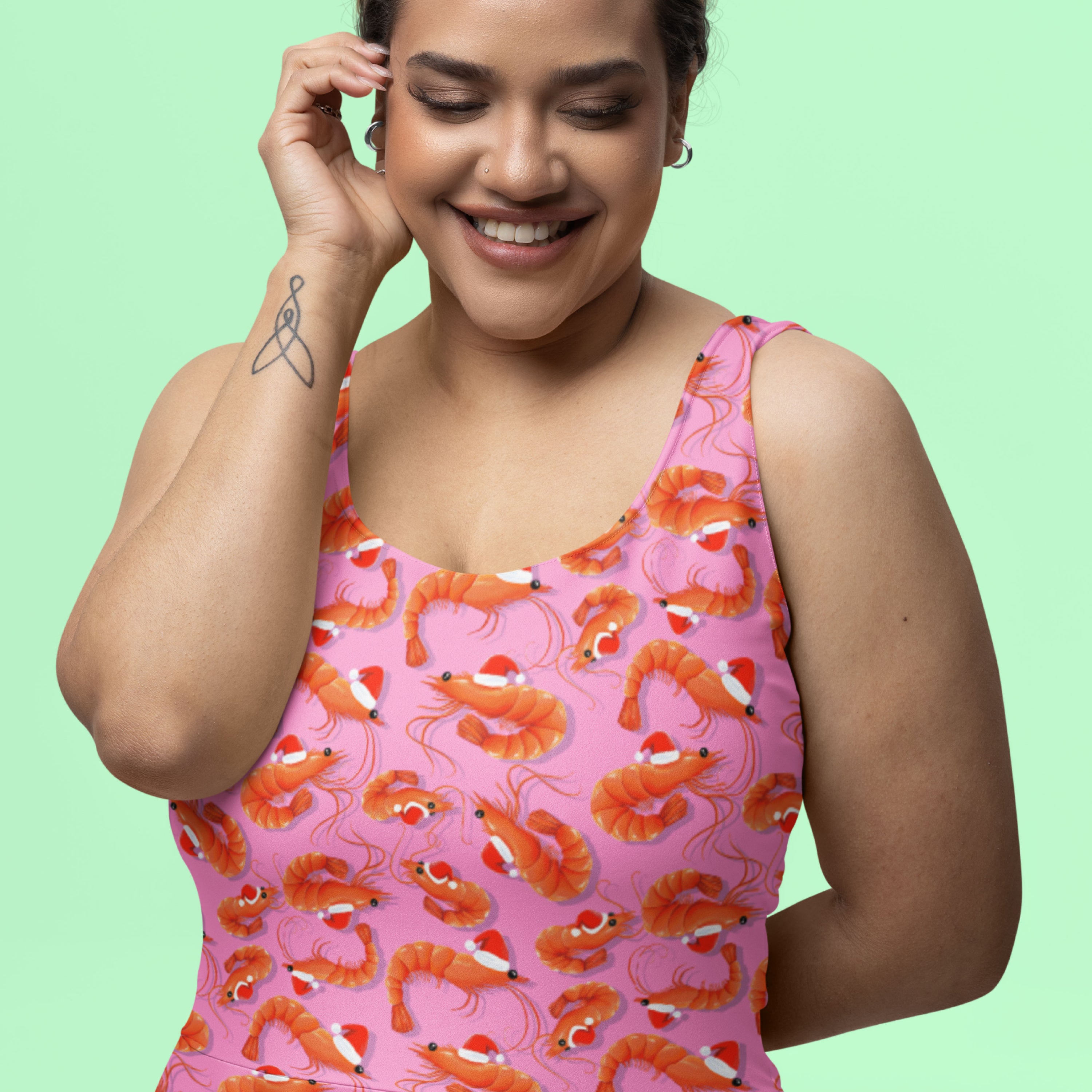 Christmas Prawns (Pink) Preorder Fabric