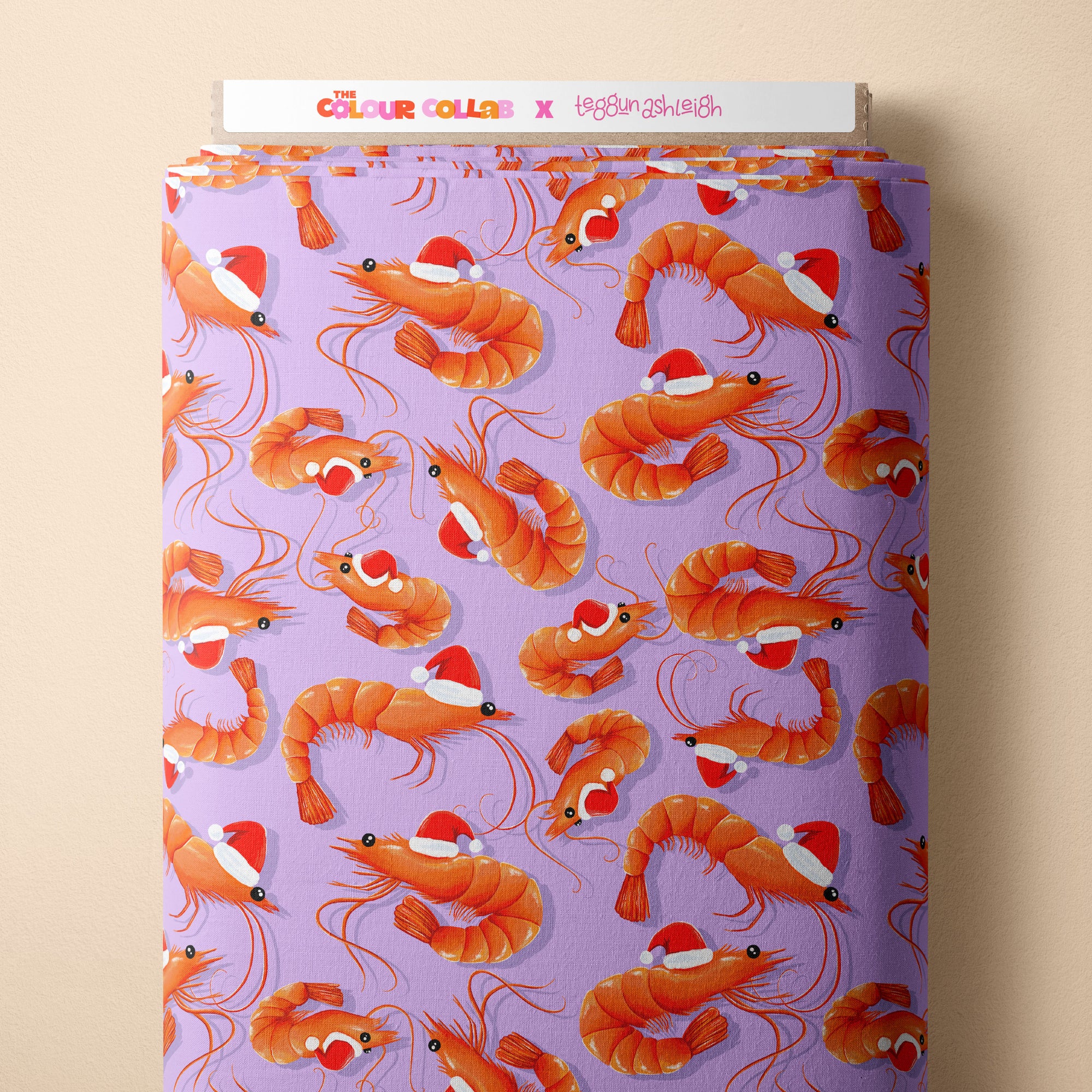 Christmas Prawns (Purple) Preorder Fabric