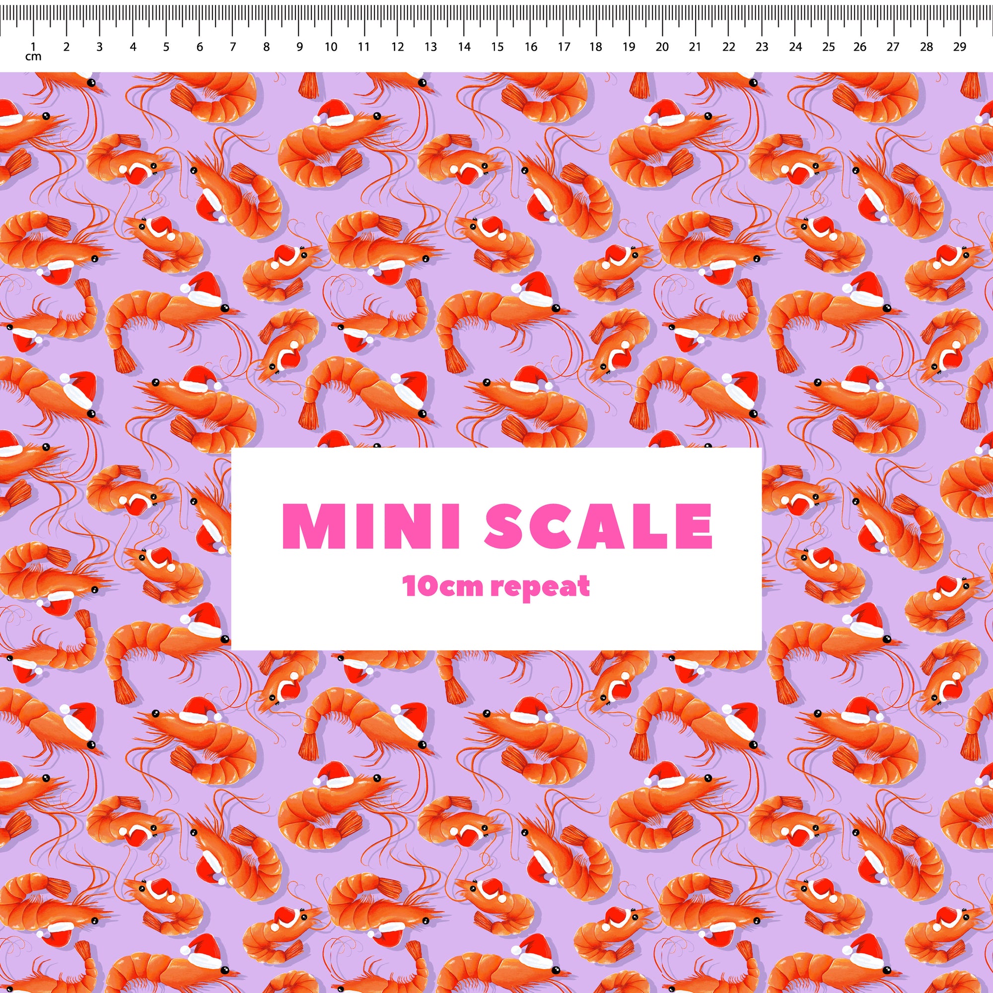 Christmas Prawns (Purple) Preorder Fabric