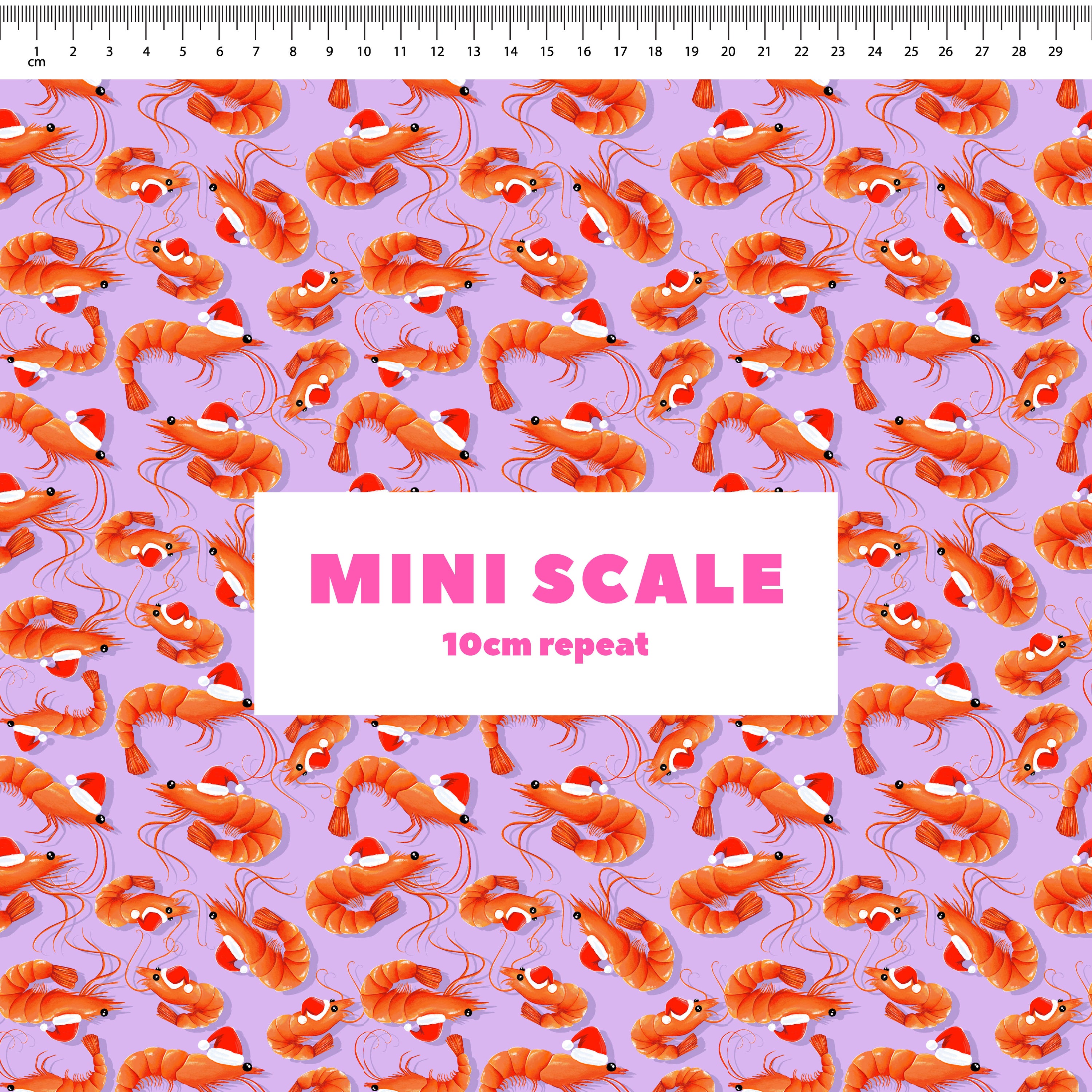 Christmas Prawns (Purple) Preorder Fabric