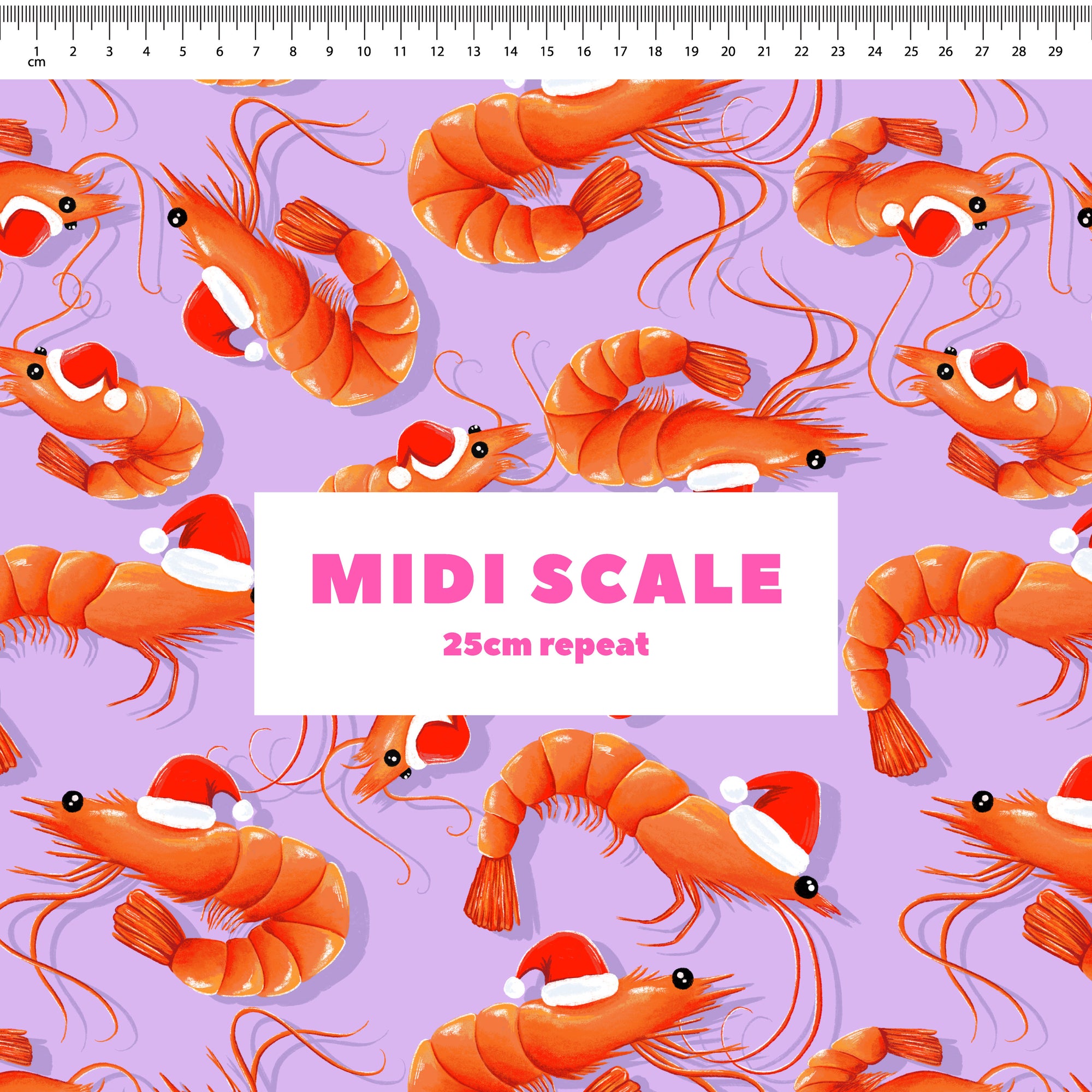 Christmas Prawns (Purple) Preorder Fabric