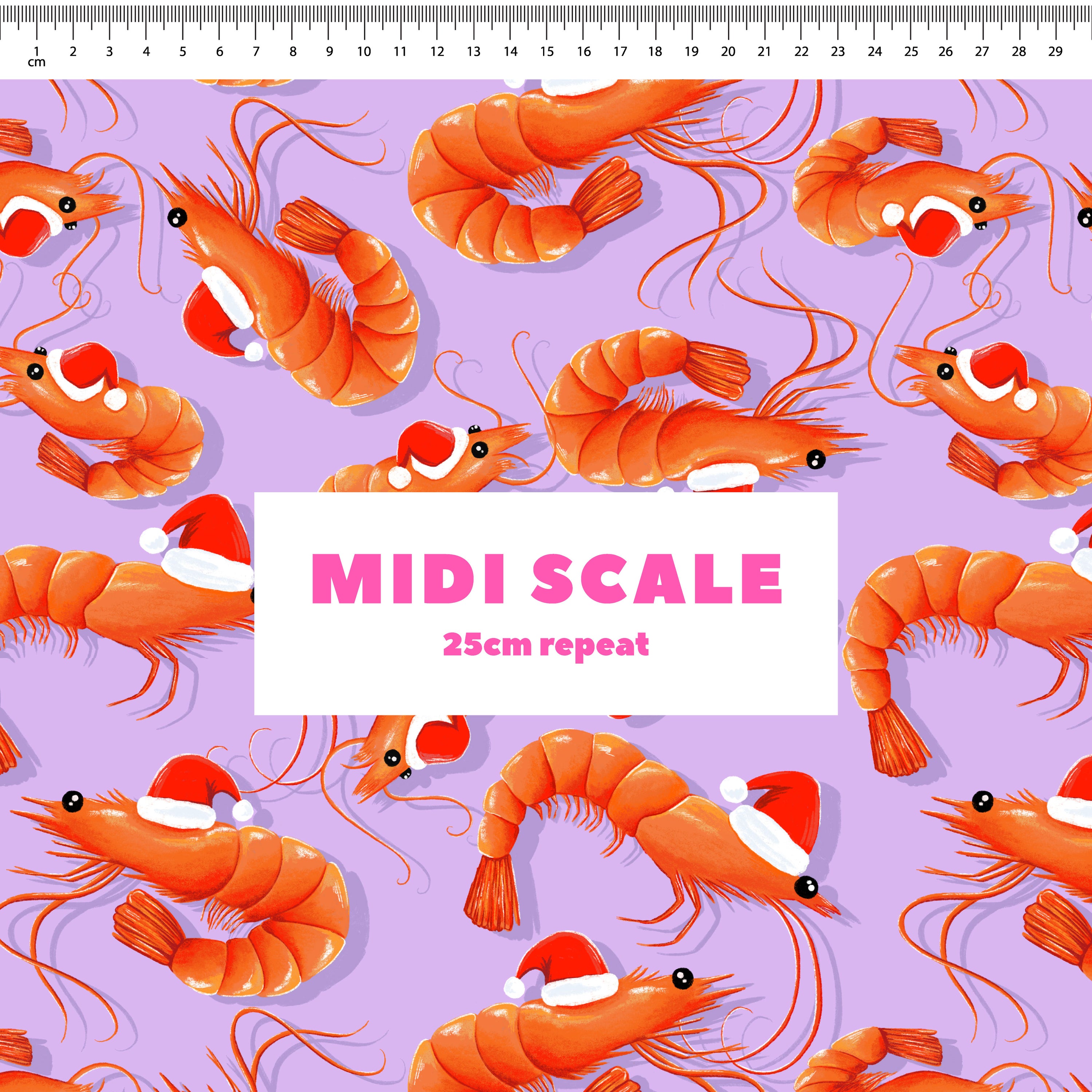 Christmas Prawns (Purple) Preorder Fabric