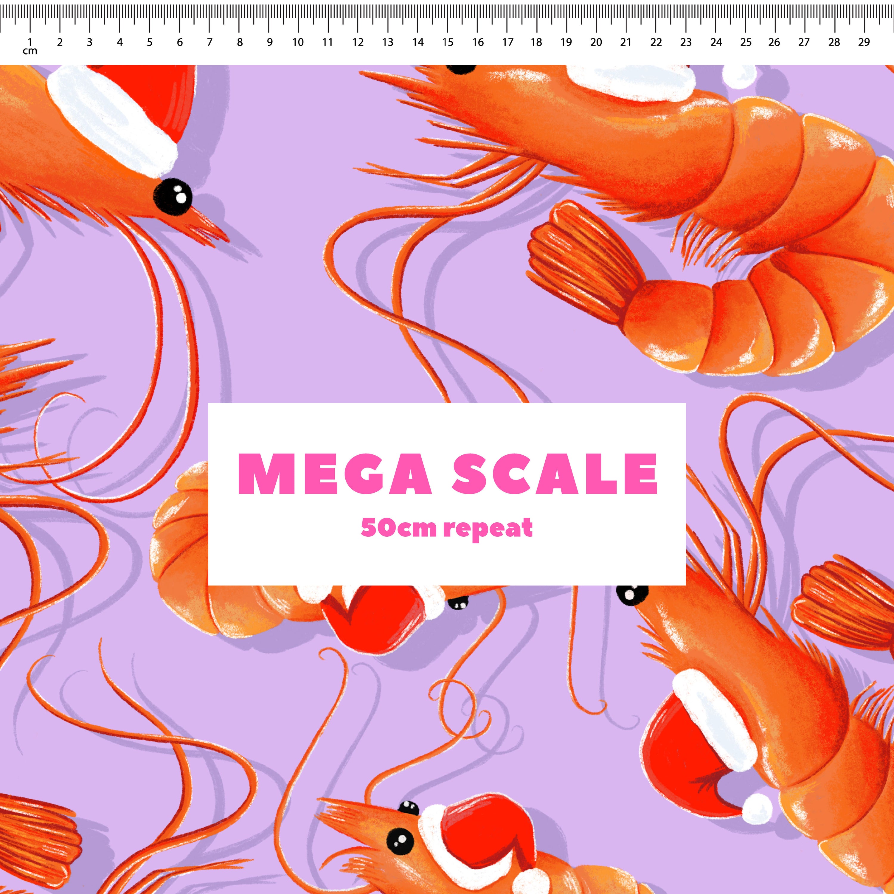 Christmas Prawns (Purple) Preorder Fabric