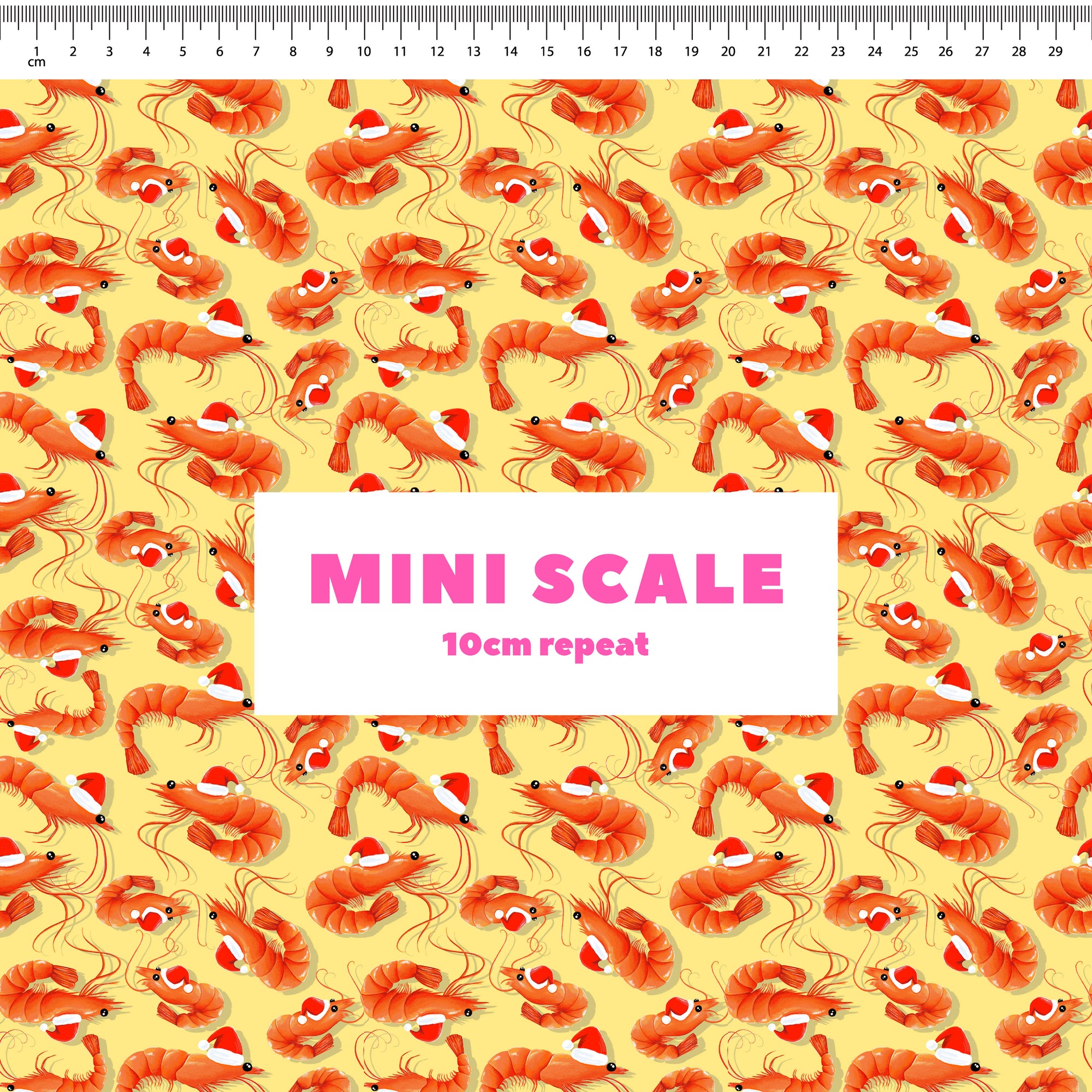 Christmas Prawns (Yellow) Preorder Fabric