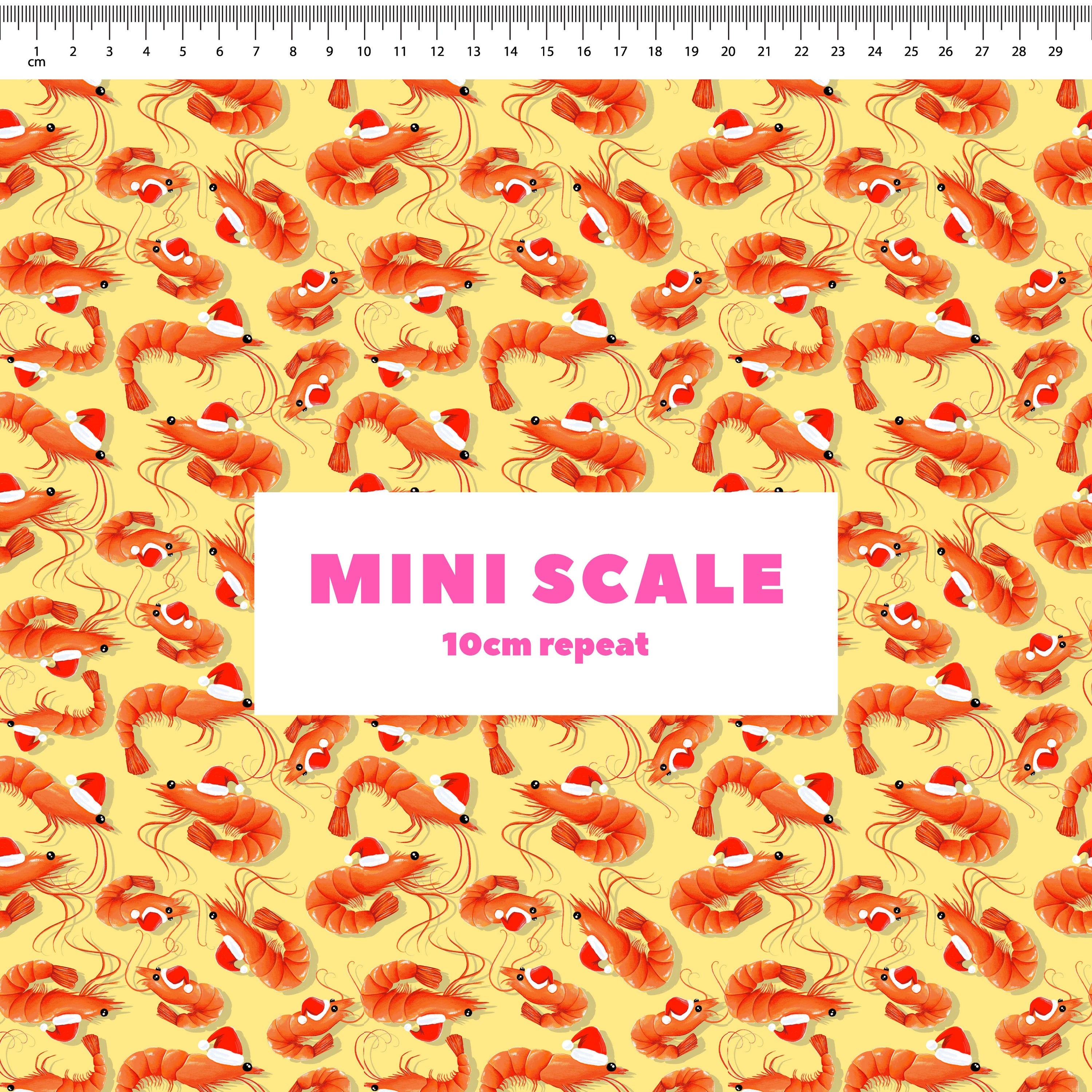 Christmas Prawns (Yellow) Preorder Fabric