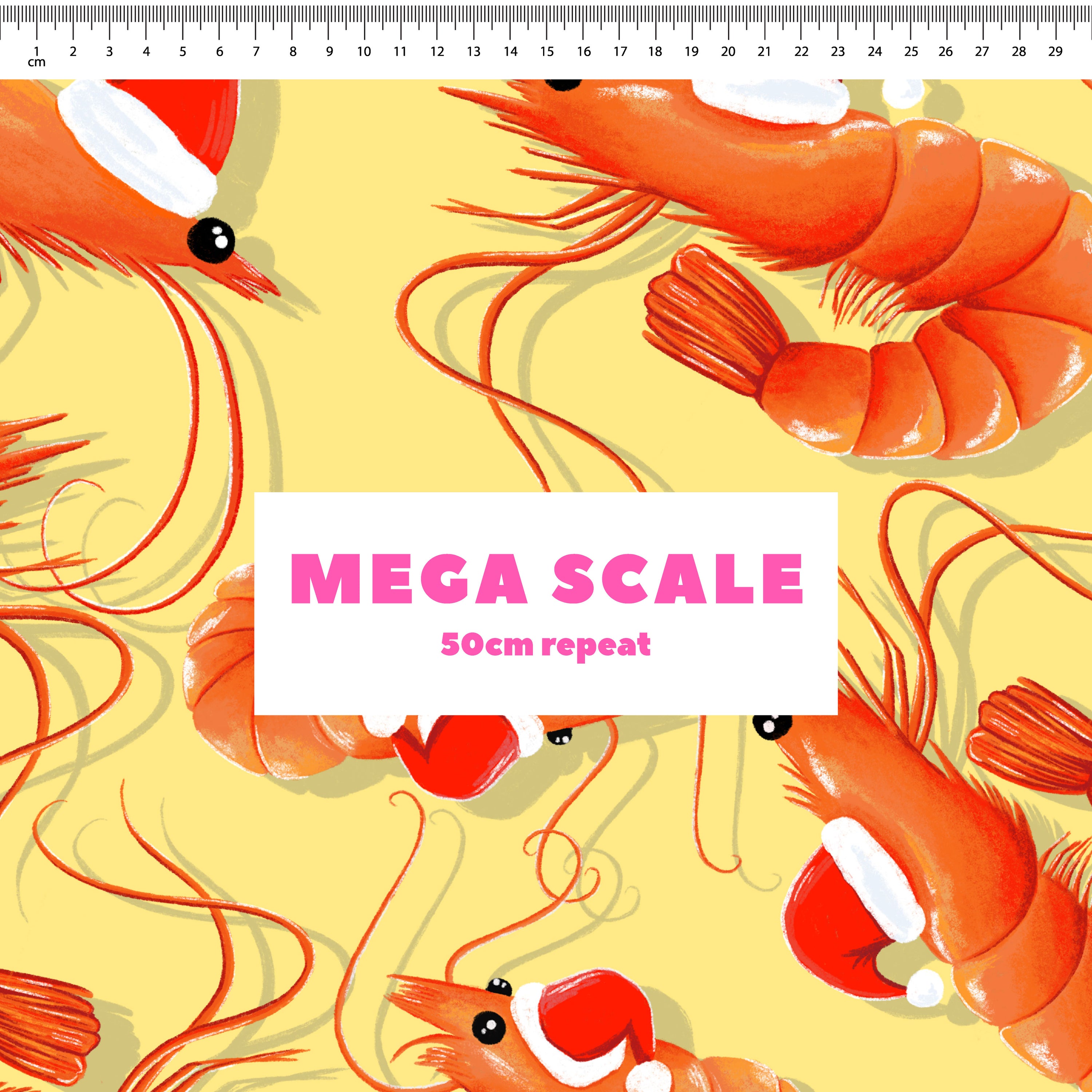 Christmas Prawns (Yellow) Preorder Fabric