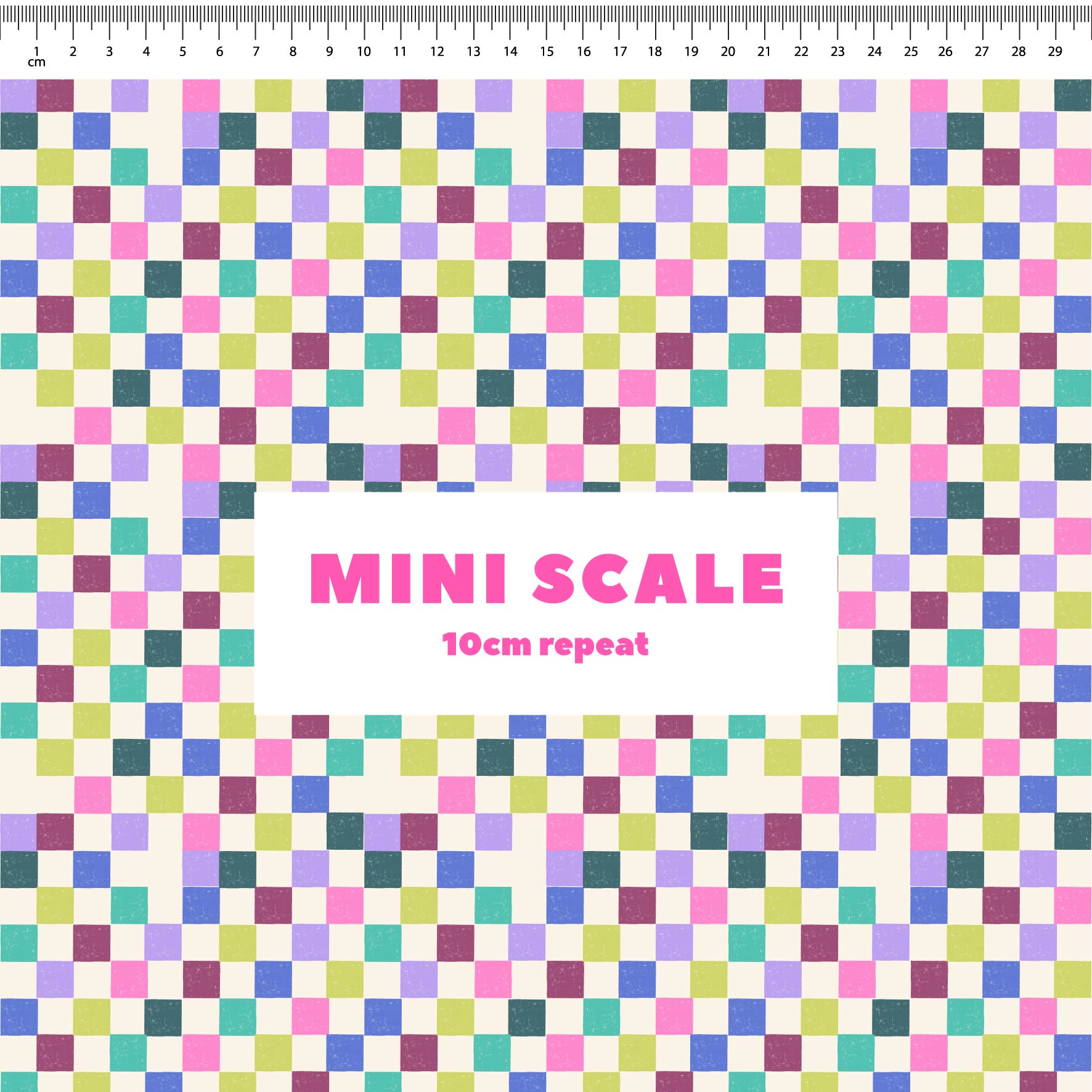 Coloured Checkerboard (Cream) Preorder Fabric by New Kid Club