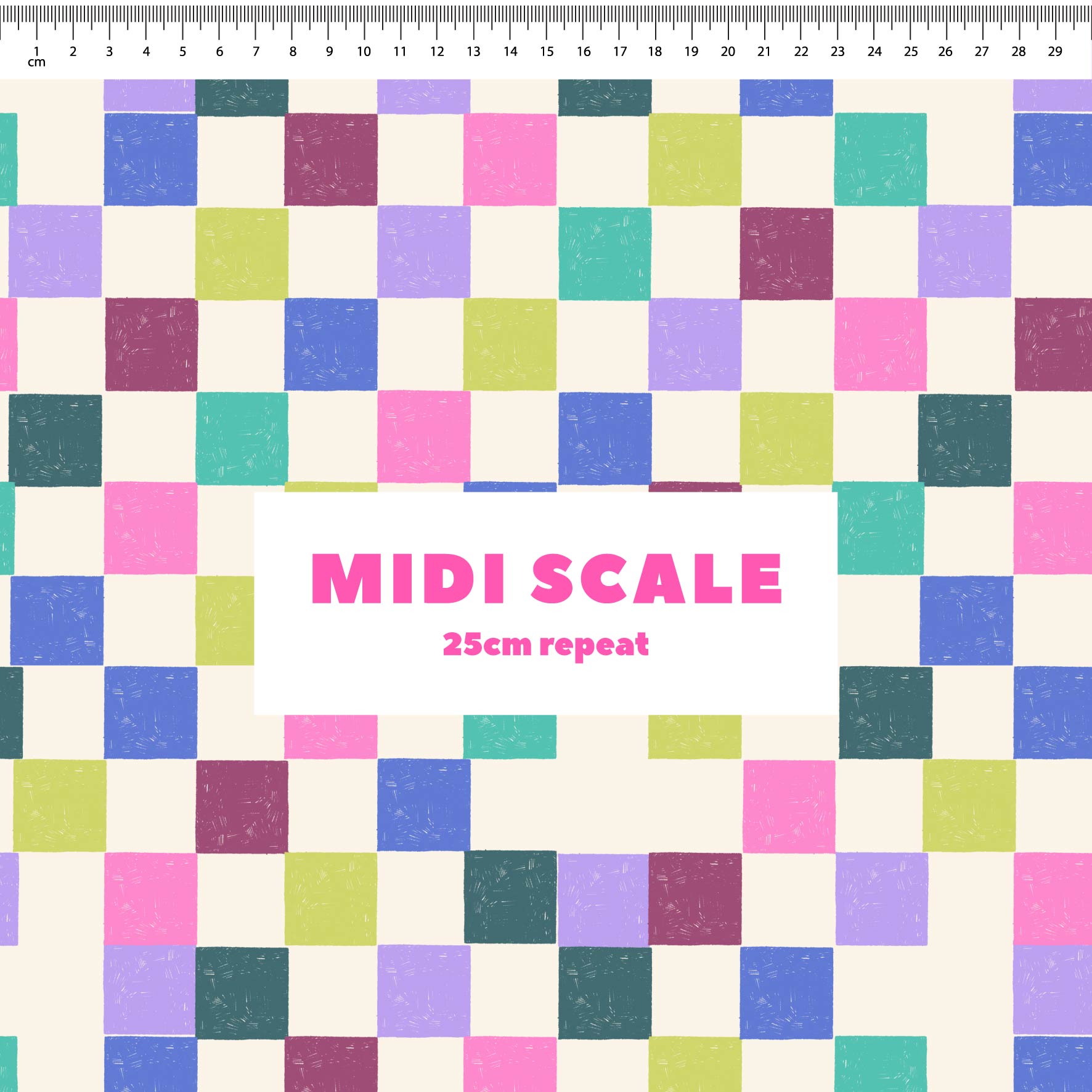Coloured Checkerboard (Cream) Preorder Fabric by New Kid Club