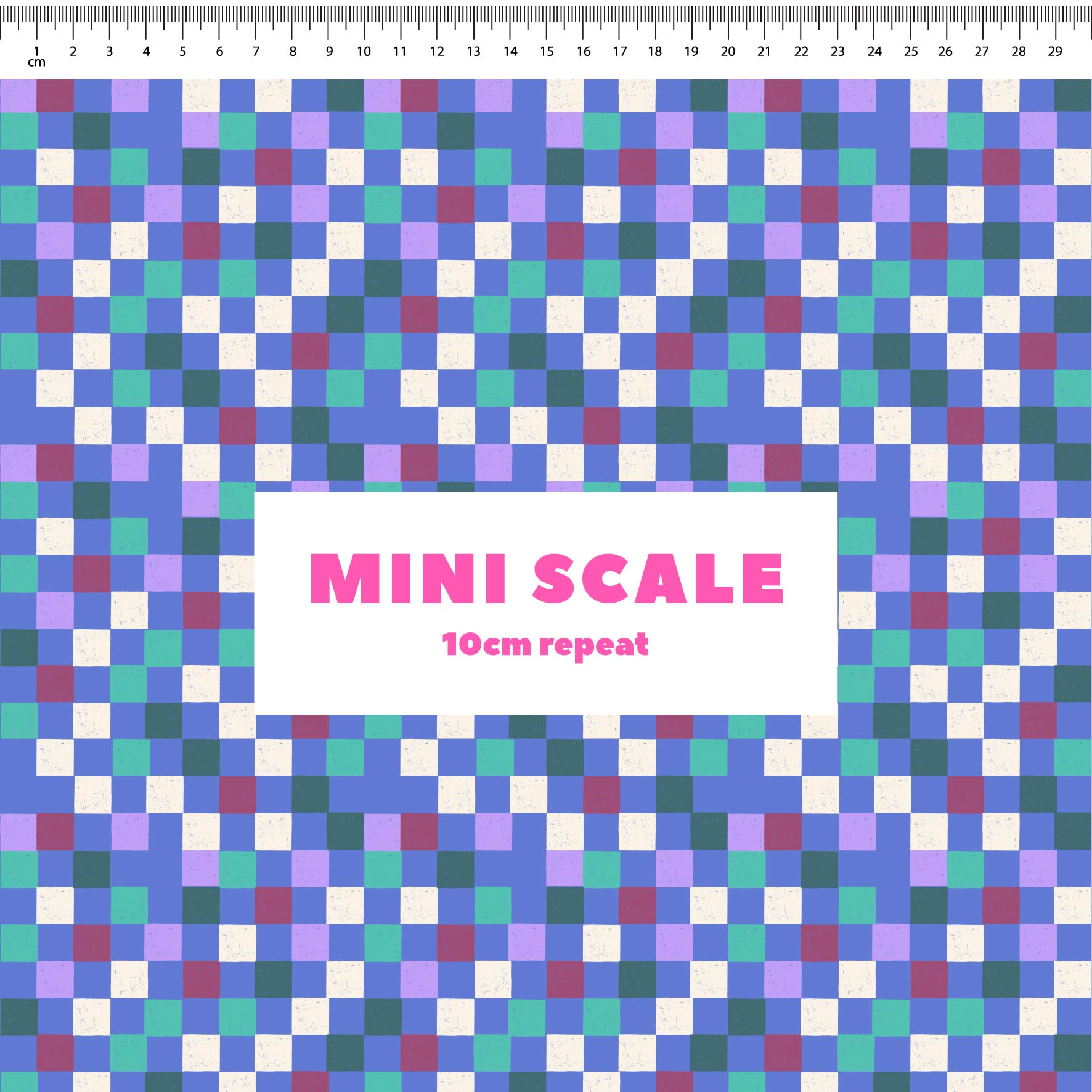 Coloured Checkerboard (Blue) Preorder Fabric by New Kid Club
