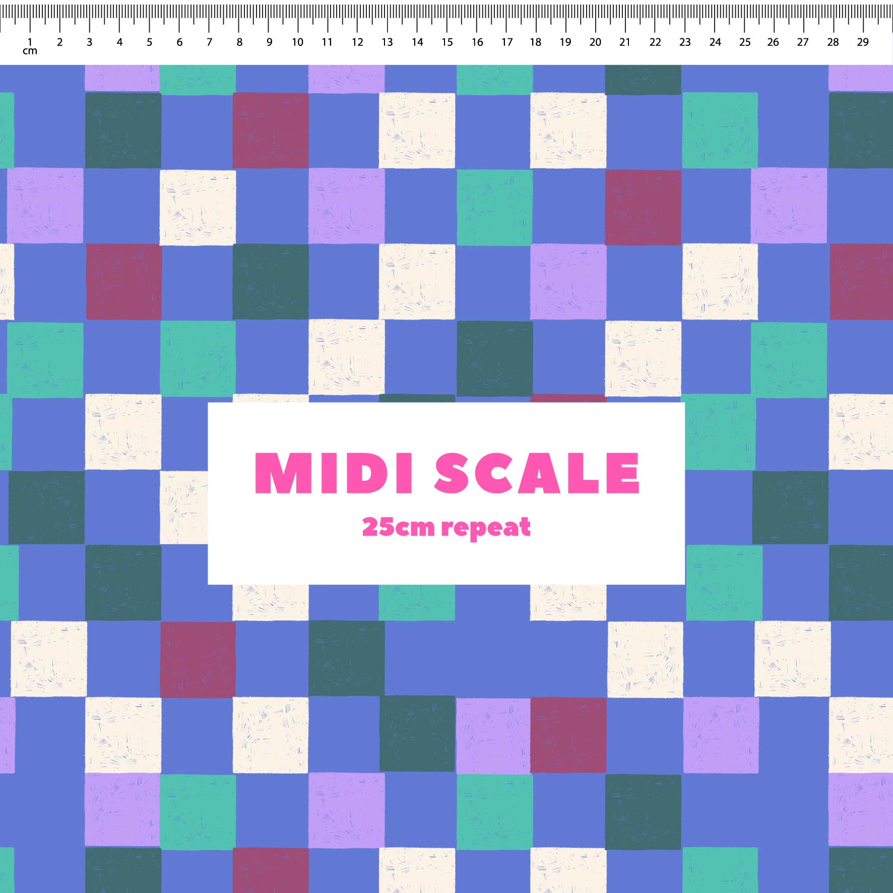 Coloured Checkerboard (Blue) Preorder Fabric by New Kid Club