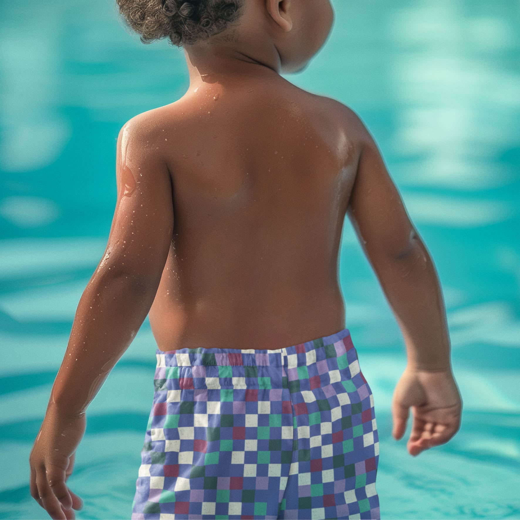 Coloured Checkerboard (Blue) Preorder Fabric by New Kid Club