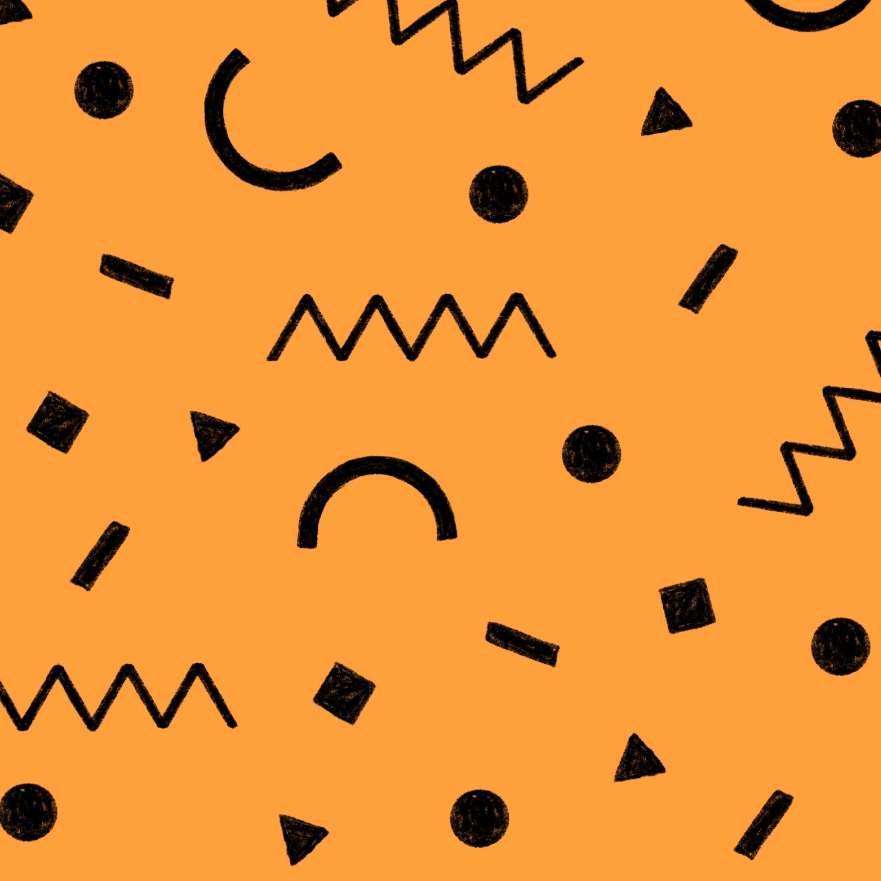 Preorder: Confetti Shapes (Black on Orange)