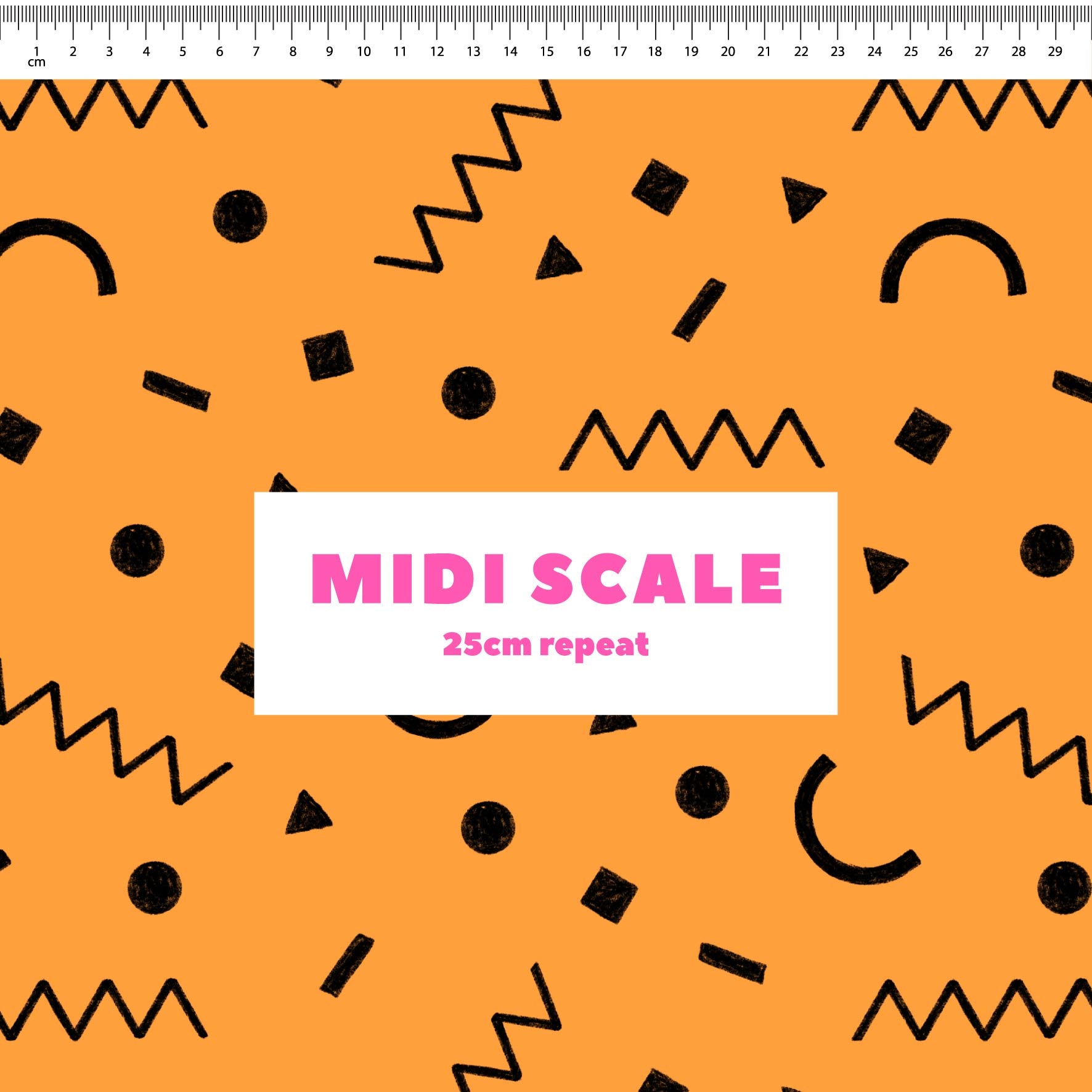 Preorder: Confetti Shapes (Black on Orange)