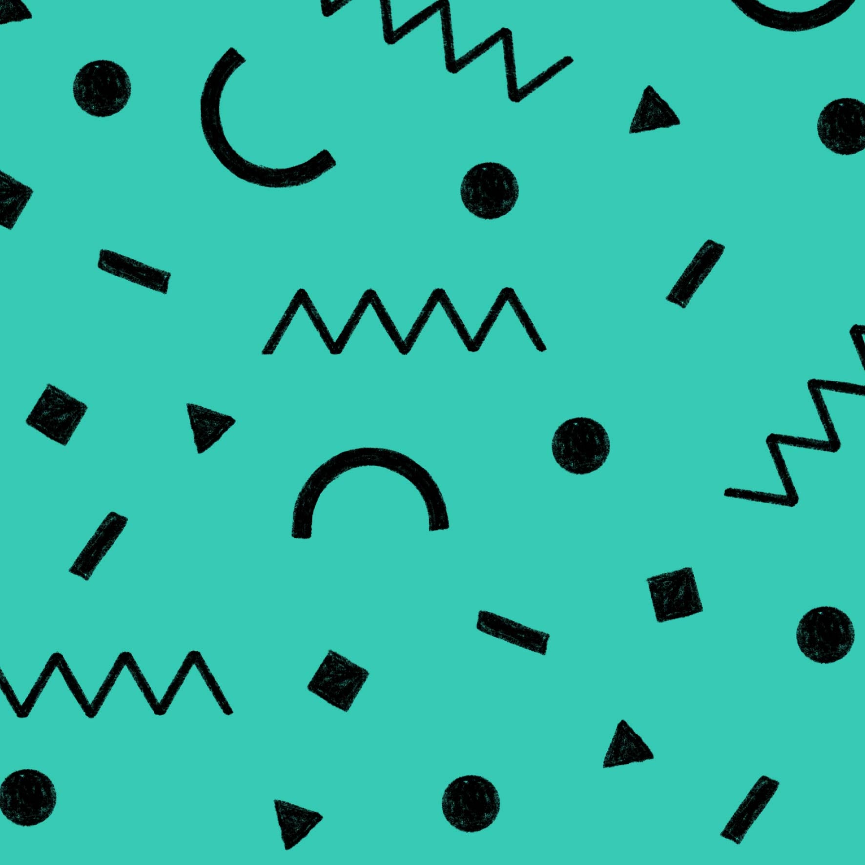 Preorder: Confetti Shapes (Black on Teal)