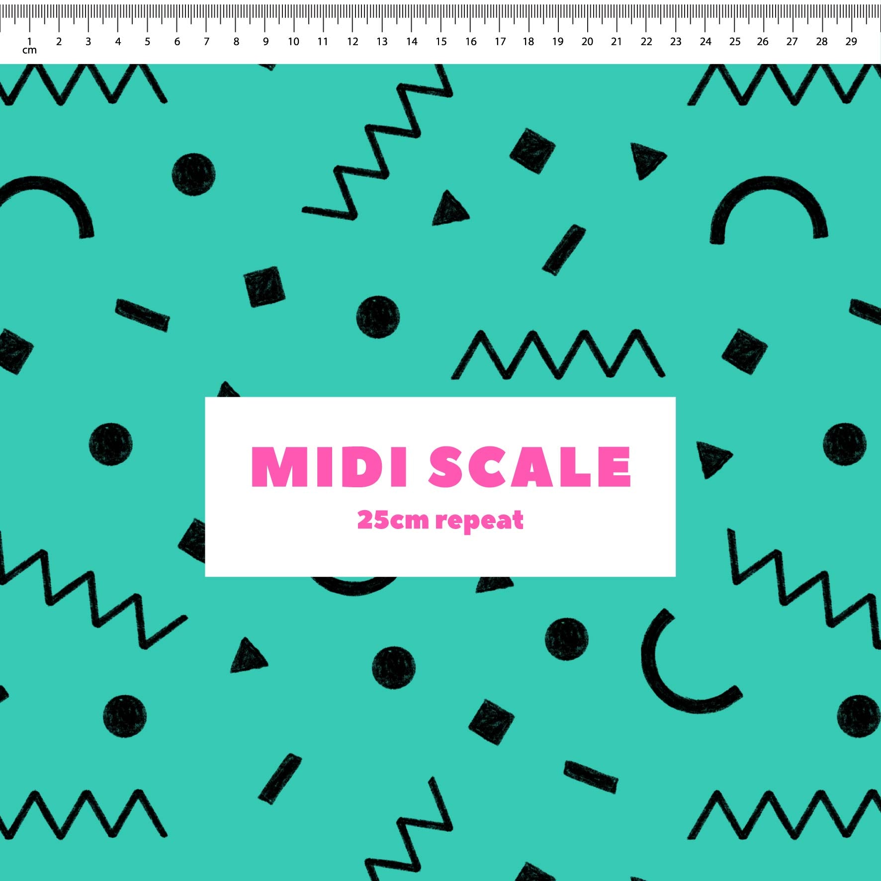 Preorder: Confetti Shapes (Black on Teal)