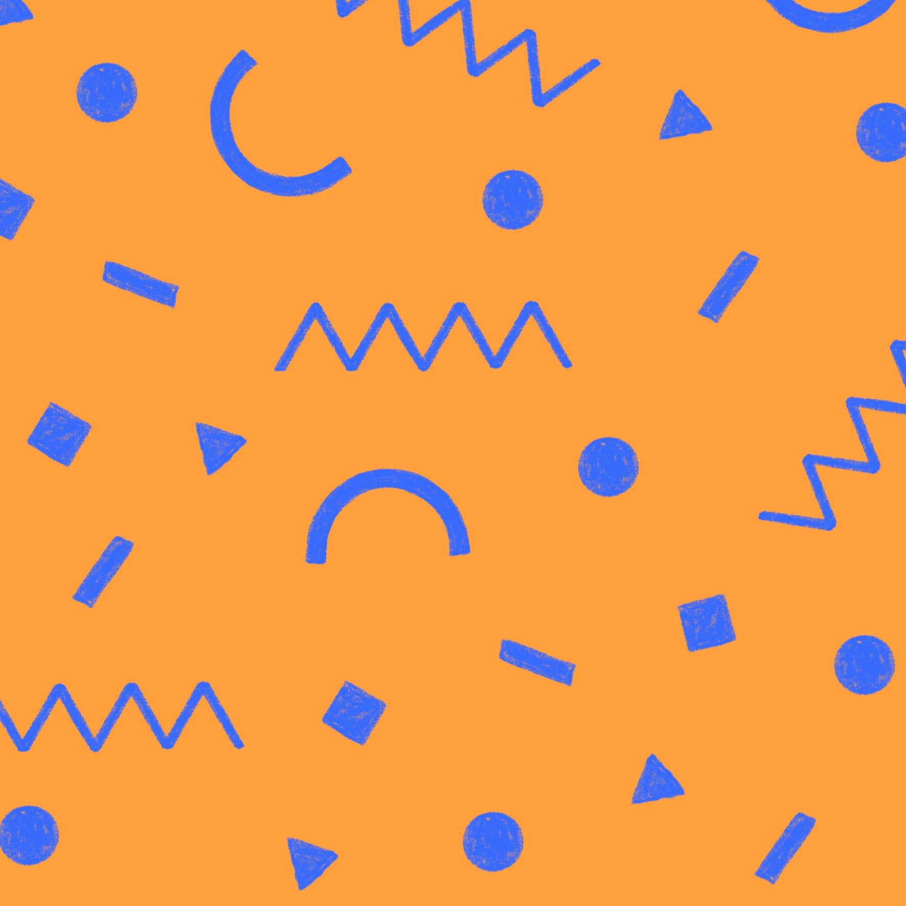 Preorder: Confetti Shapes (Blue on Orange)