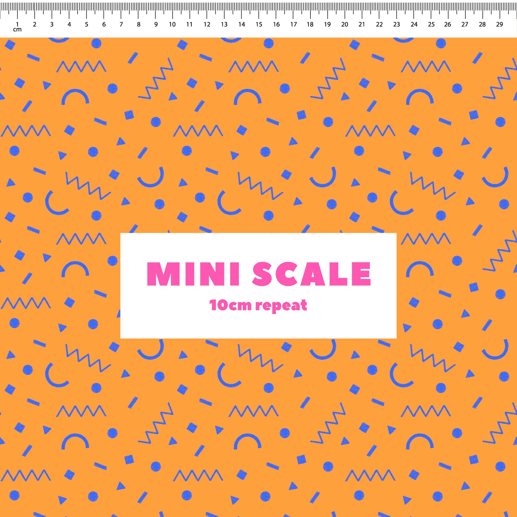 Preorder: Confetti Shapes (Blue on Orange)