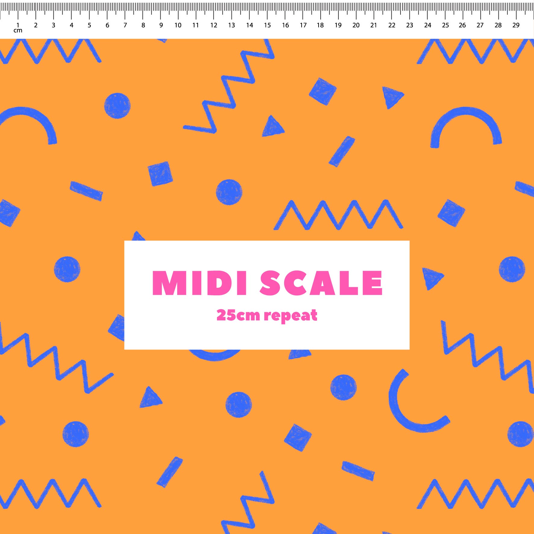 Preorder: Confetti Shapes (Blue on Orange)