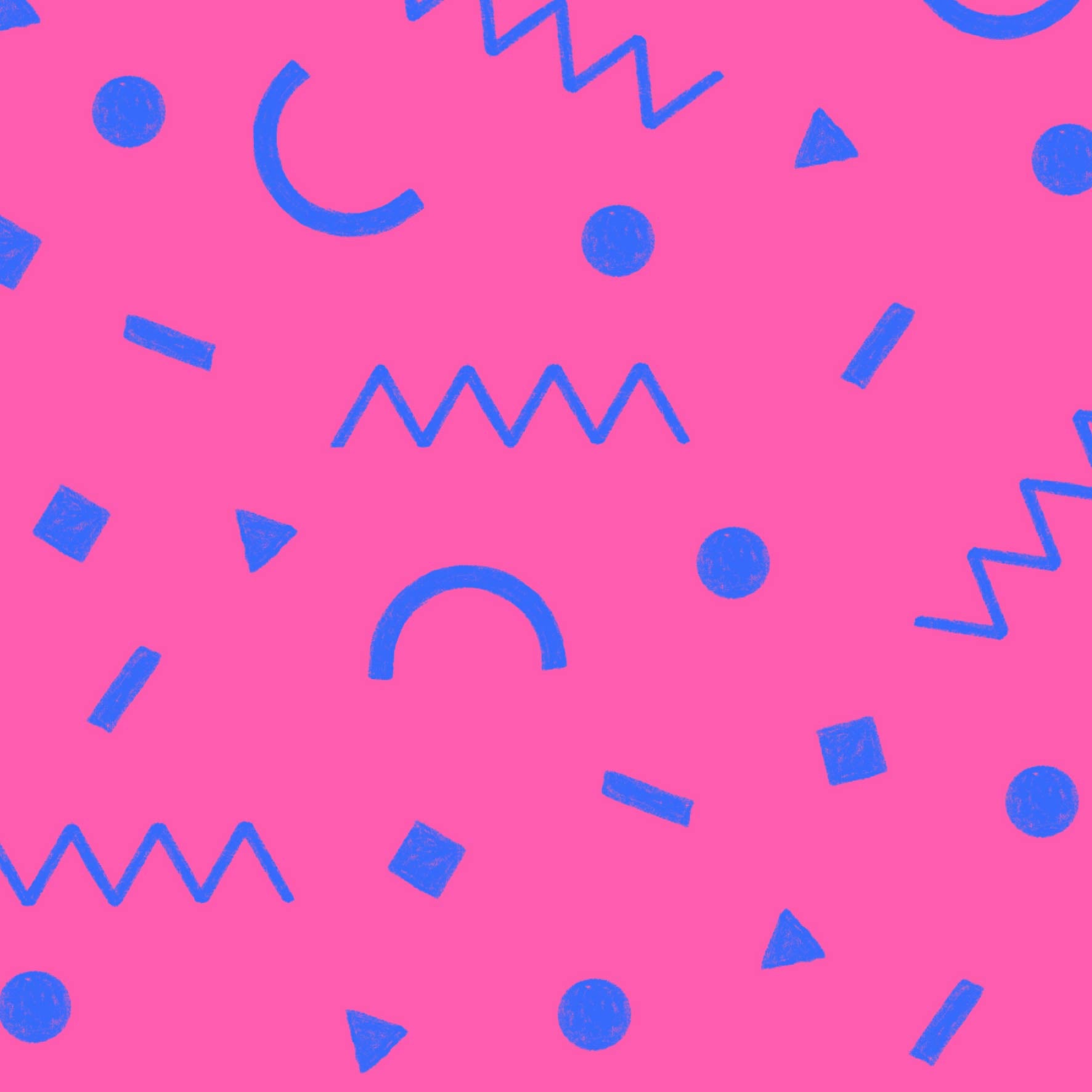 Preorder: Confetti Shapes (Blue on Pink)