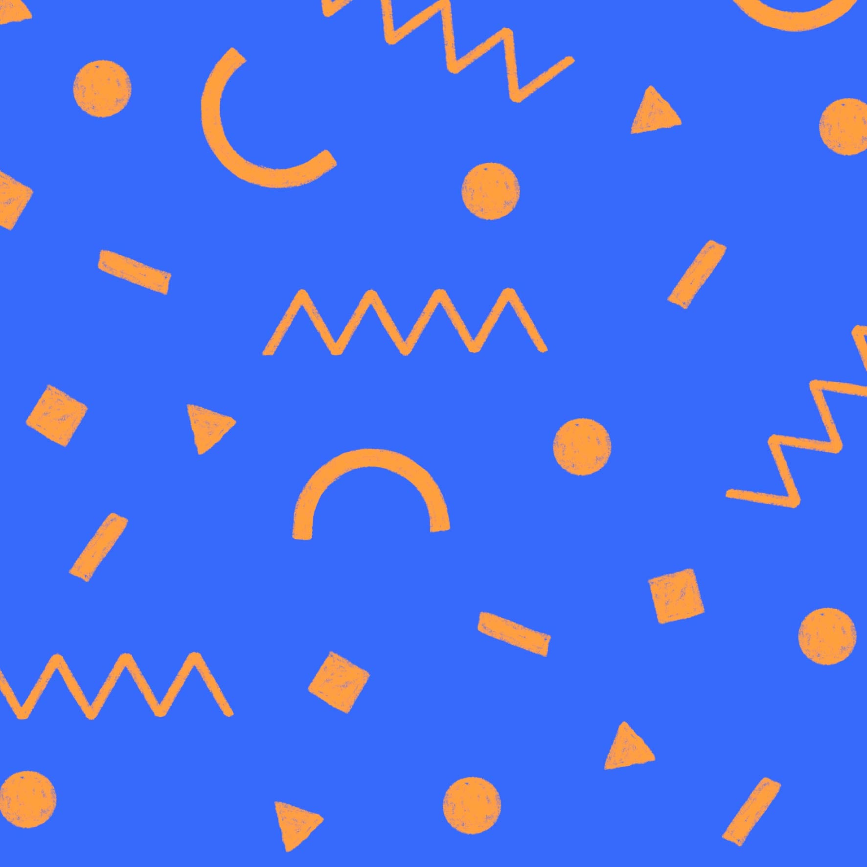 Preorder: Confetti Shapes (Orange on Blue)