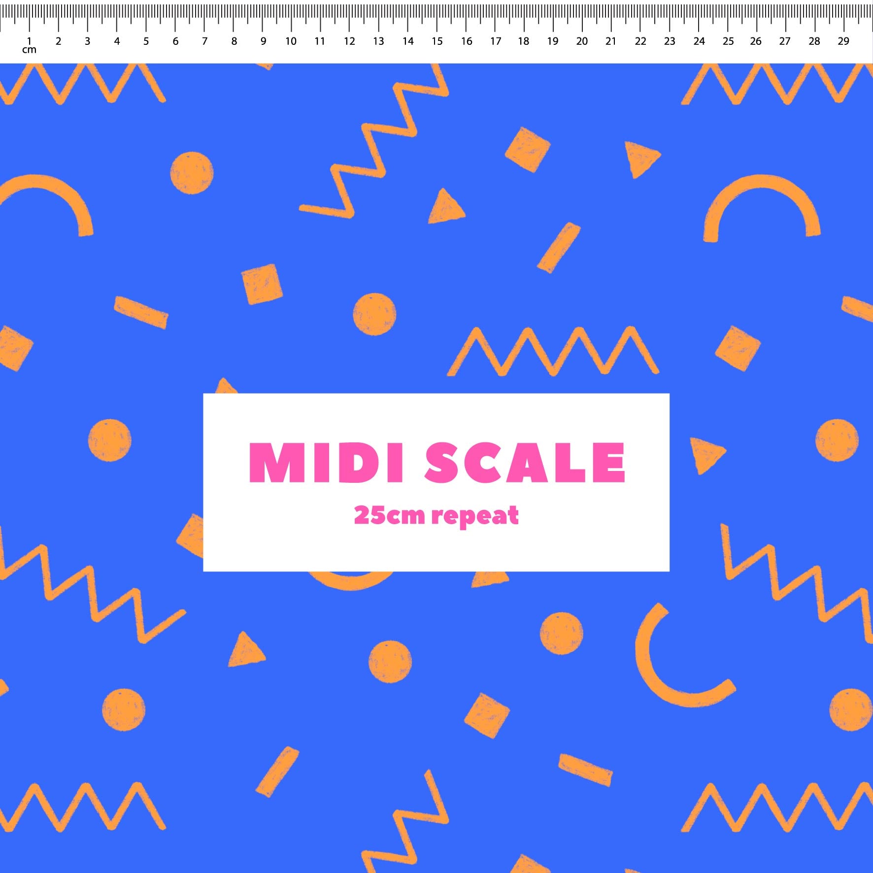 Preorder: Confetti Shapes (Orange on Blue)