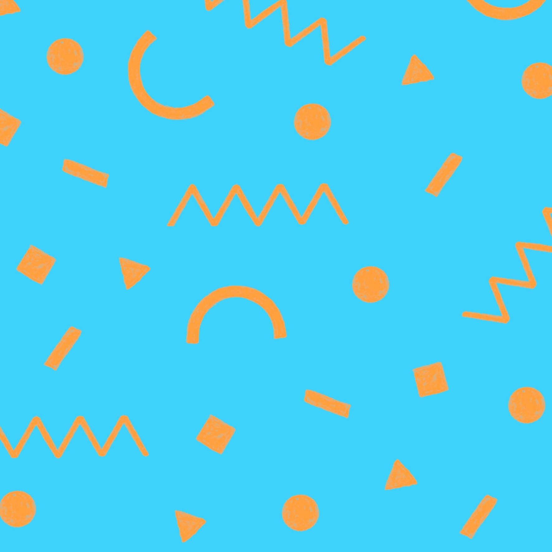 Preorder: Confetti Shapes (Orange on Light Blue)