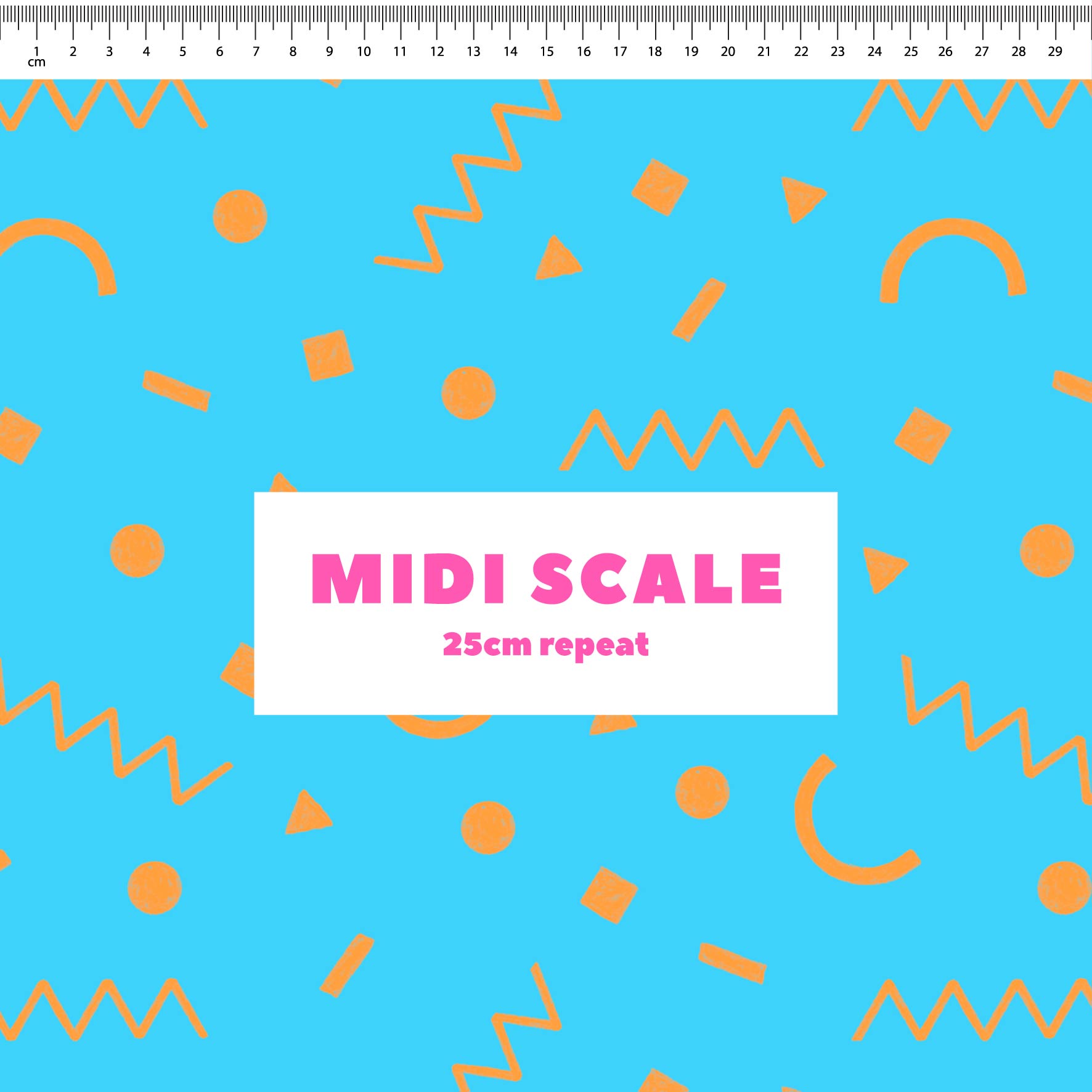 Preorder: Confetti Shapes (Orange on Light Blue)