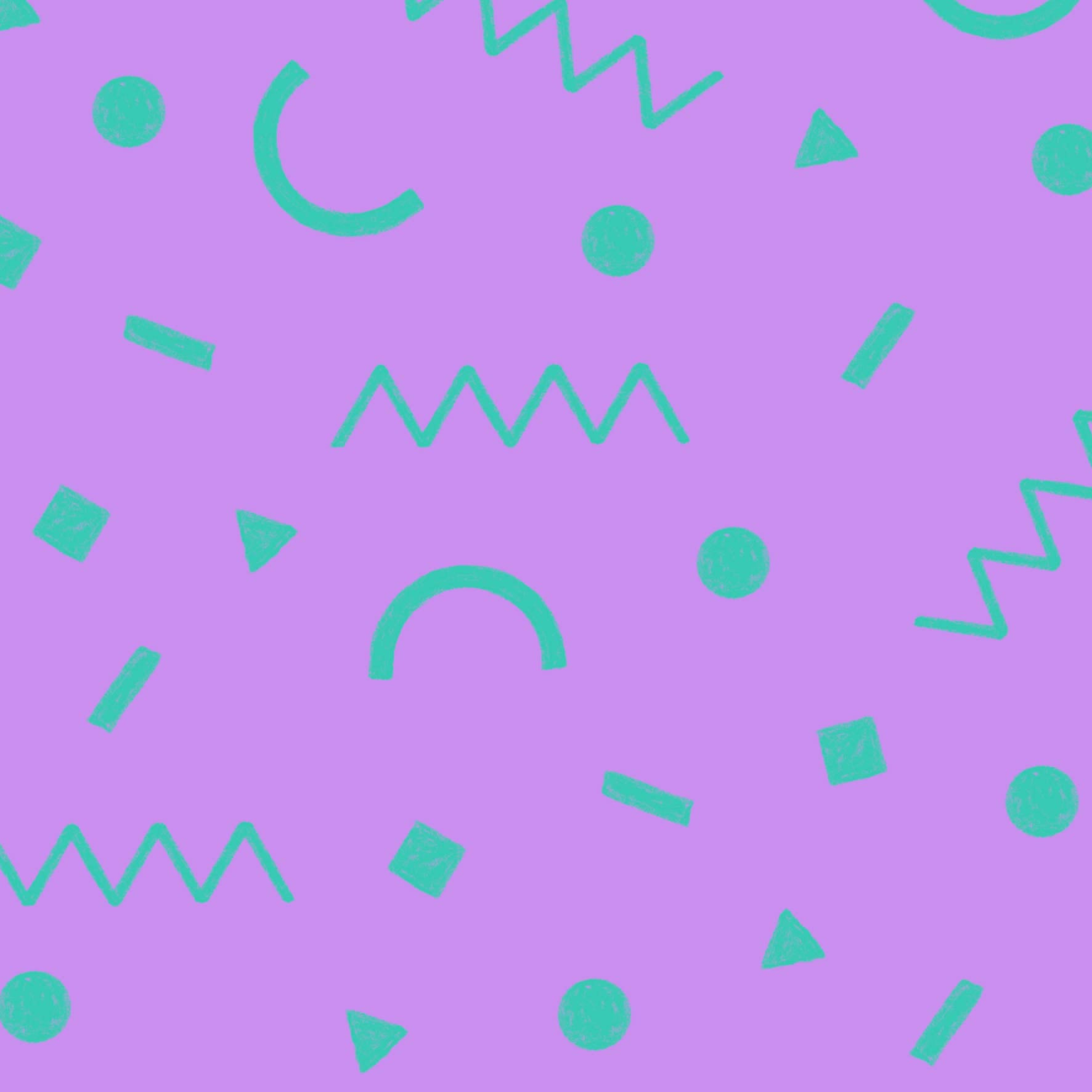 Preorder: Confetti Shapes (Teal on Purple)