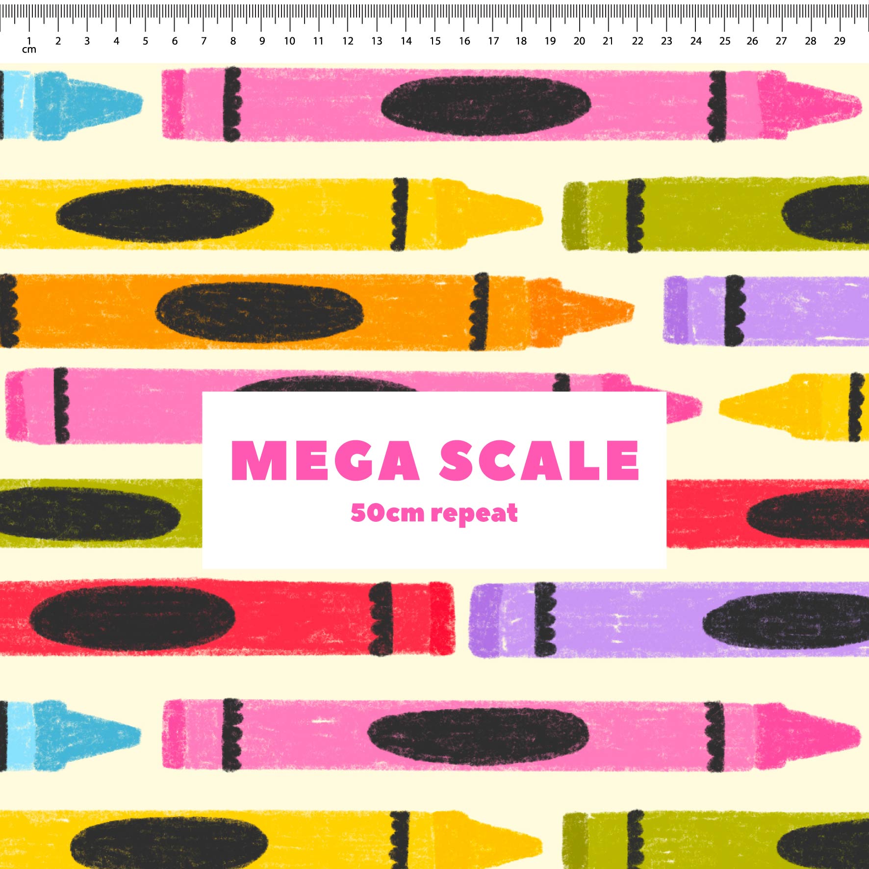 Crazy Crayons (Light Yellow) fabric print by The Colour Collab in 50cm Mega Scale