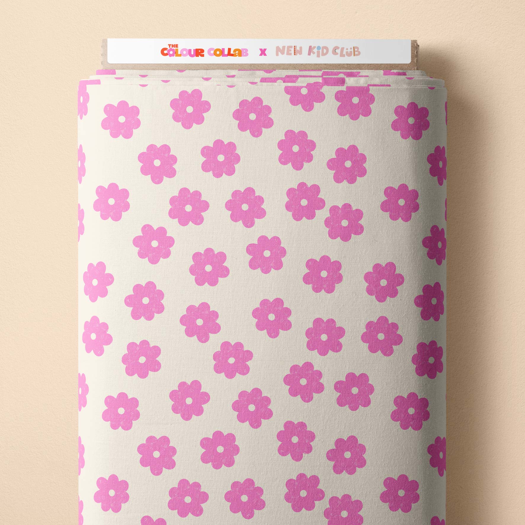 Daisy Repeat (Cream) Preorder Fabric by New Kid Club