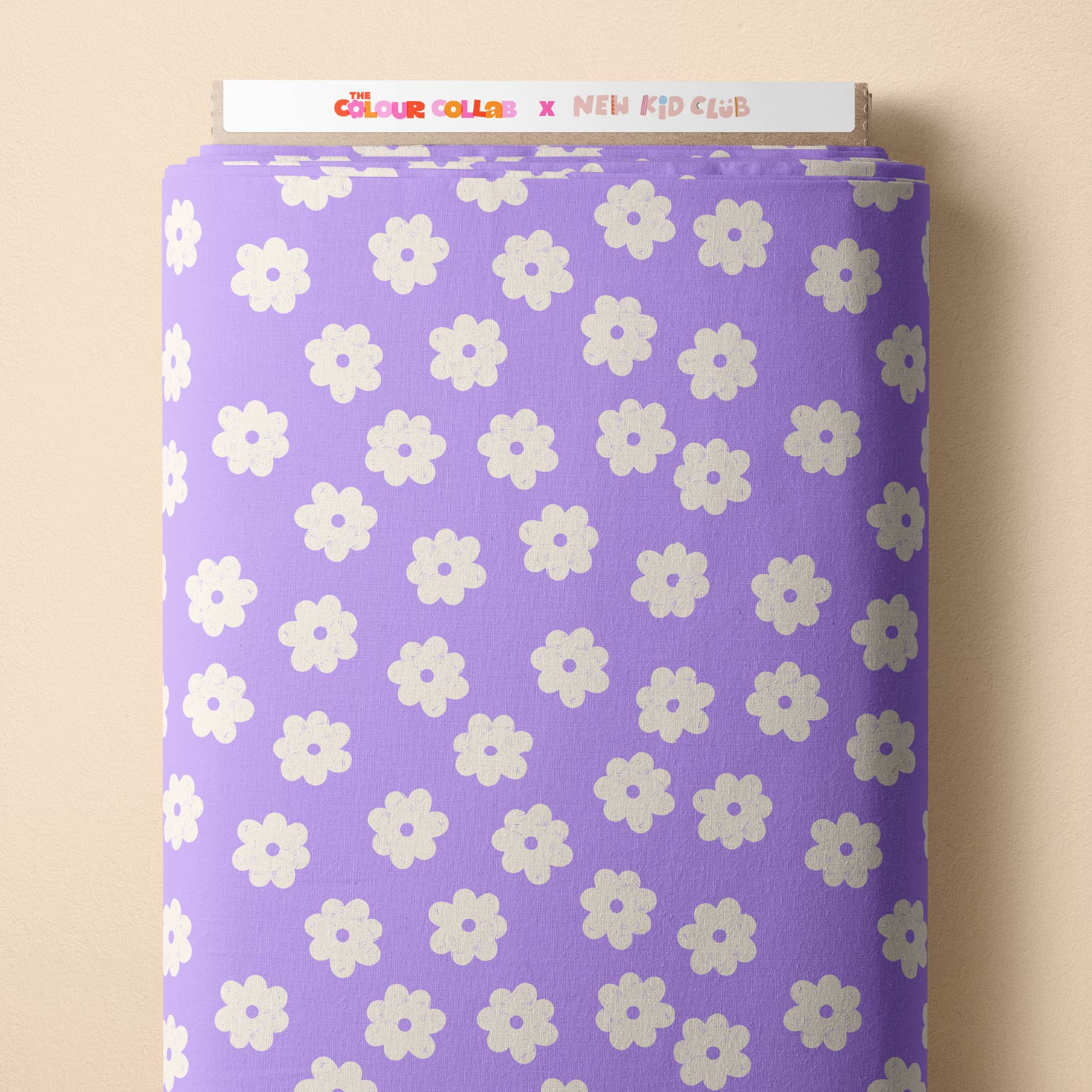 Daisy Repeat (Lilac) Preorder Fabric by New Kid Club