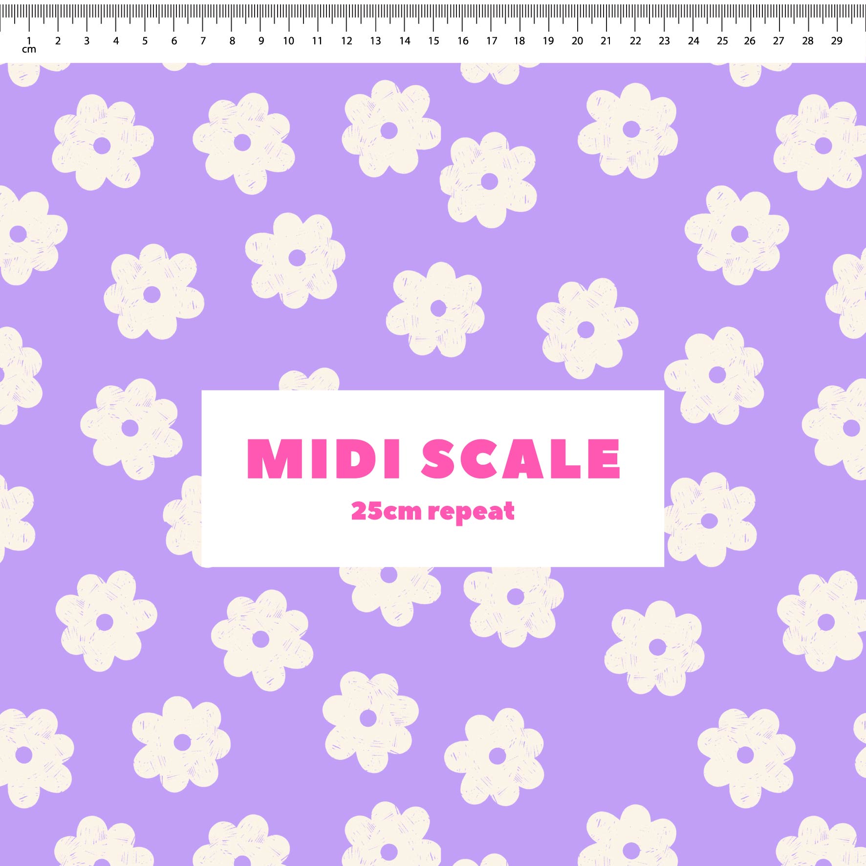Daisy Repeat (Lilac) Preorder Fabric by New Kid Club