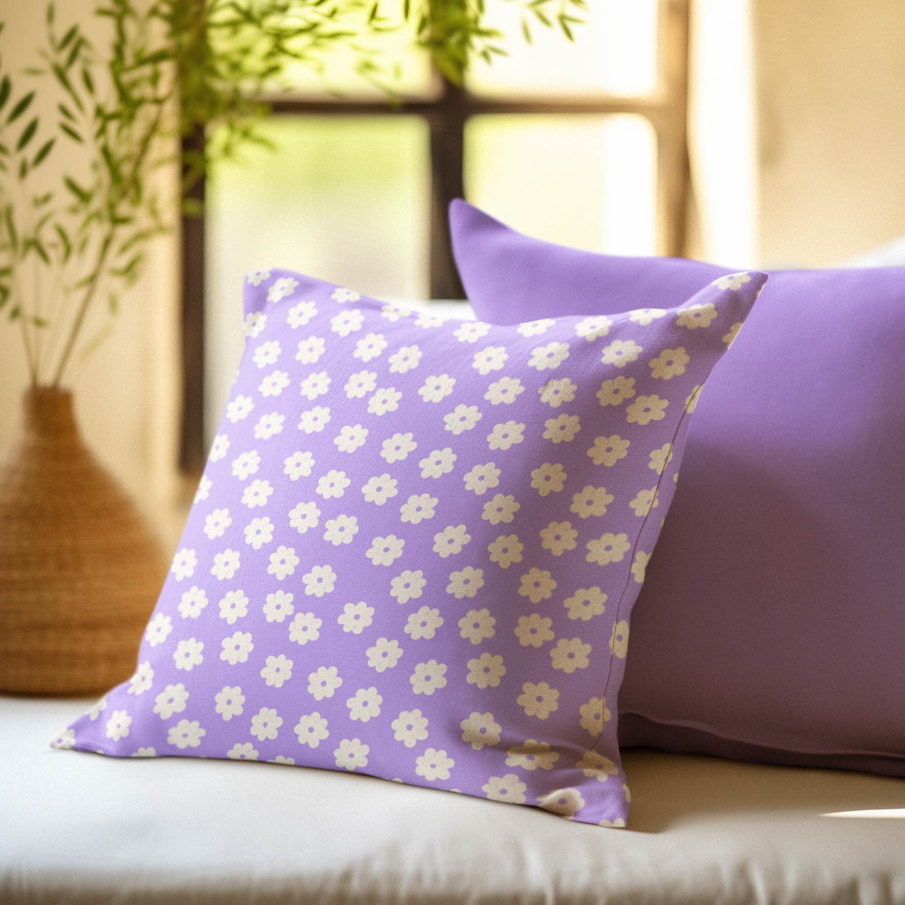 Daisy Repeat (Lilac) Preorder Fabric by New Kid Club