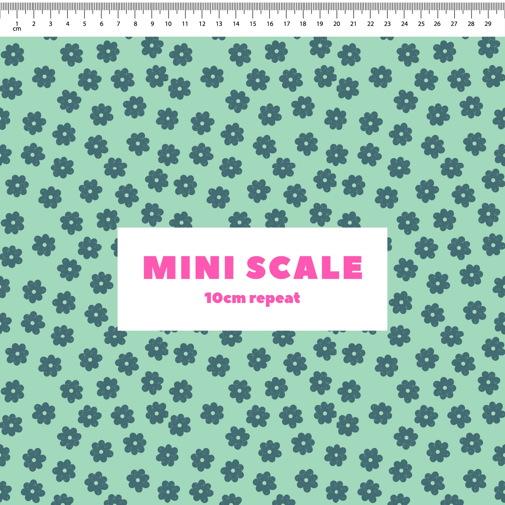 Daisy Repeat (Mint) Preorder Fabric by New Kid Club