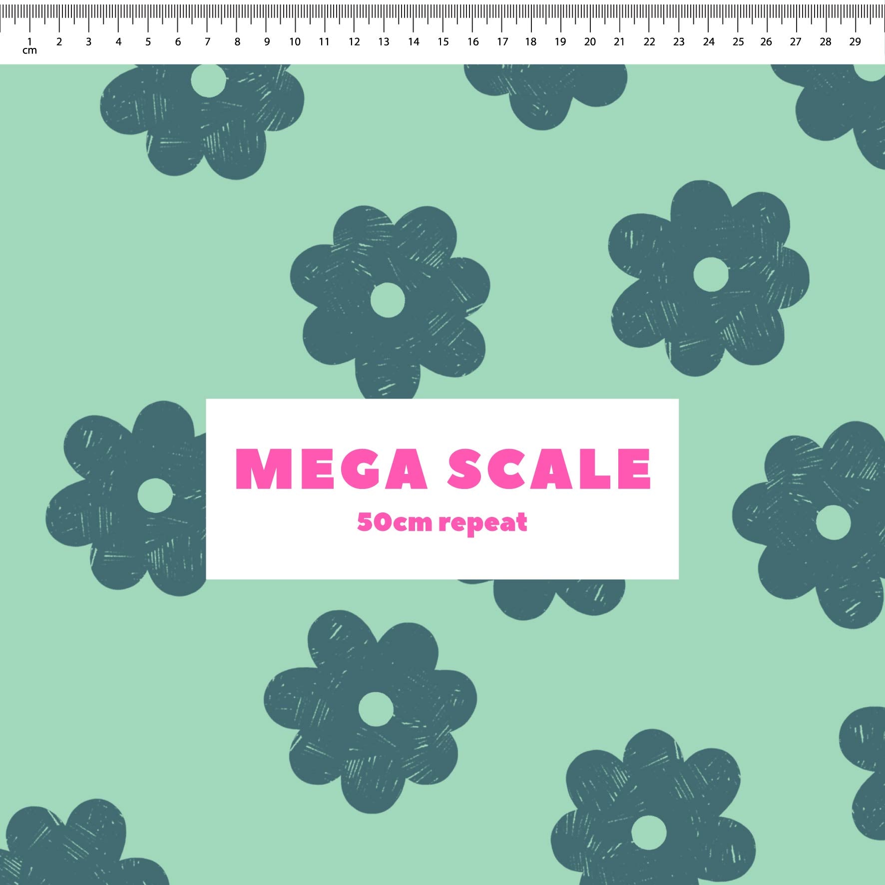 Daisy Repeat (Mint) Preorder Fabric by New Kid Club