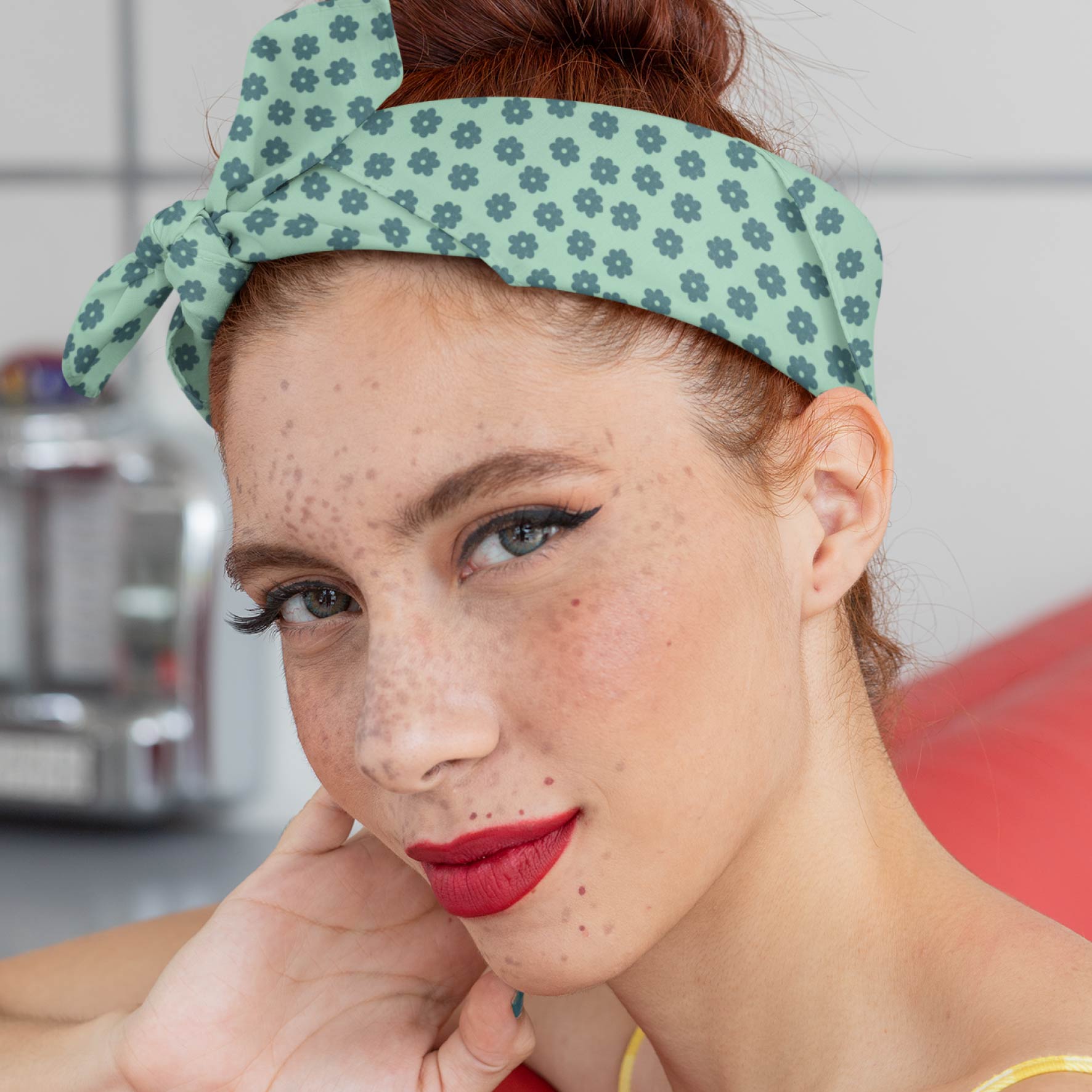 Daisy Repeat (Mint) Preorder Fabric by New Kid Club