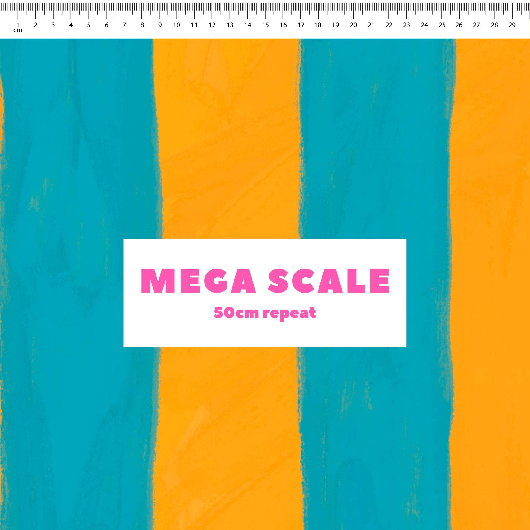 Darling Stripes (Blue & Marigold) fabric print by Carly B in 50cm Mega Scale