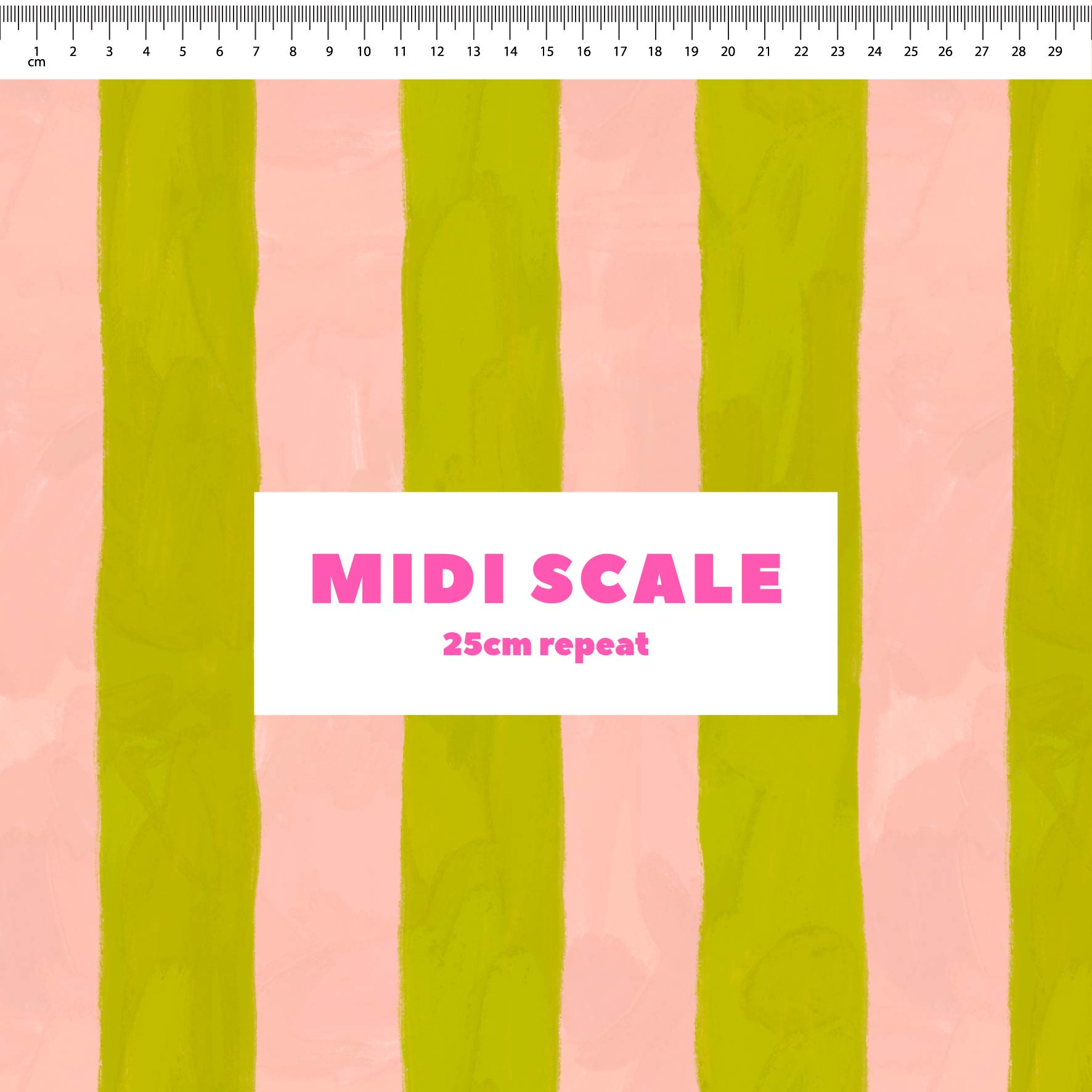 Darling Stripes (Grass & Tutu) fabric design by Carly B in 25cm Midi Scale